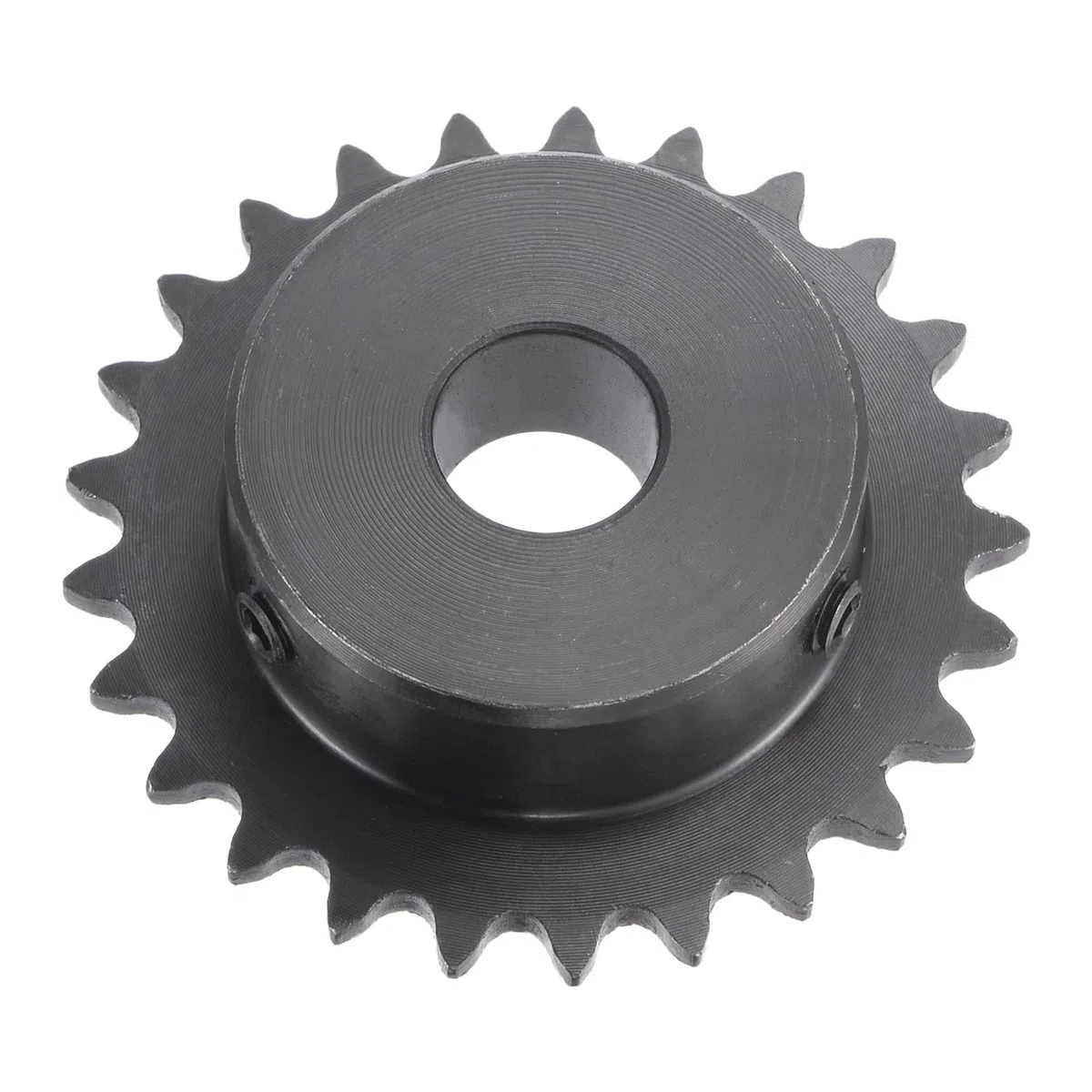sourcing map Kettenrad mit 25 Zähnen Typ B Einsträngig 1/4" Teilung 12mm Bohrung Schwarz Oxid Kohlenstoffstahl C45 mit 2 Stellschrauben für ISO 04C