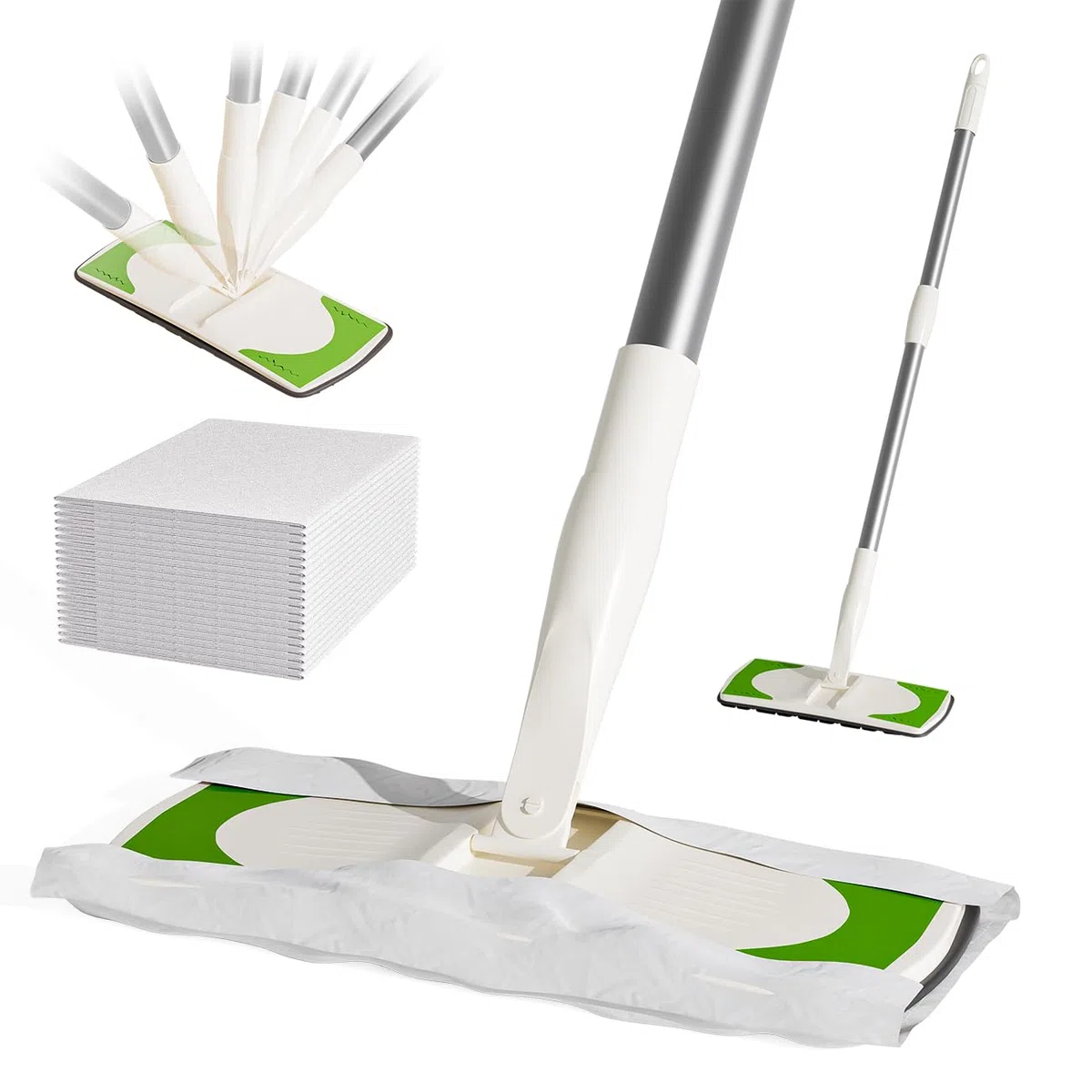 Joy Cruise Sweeper 2-in-1 Trocken- und Nassreinigungsgerät, professionelles Bodenwisch- und Kehrset enthält 1 Kehrmaschine, 40 trockene Wischtücher, 6 feuchte Wischtücher