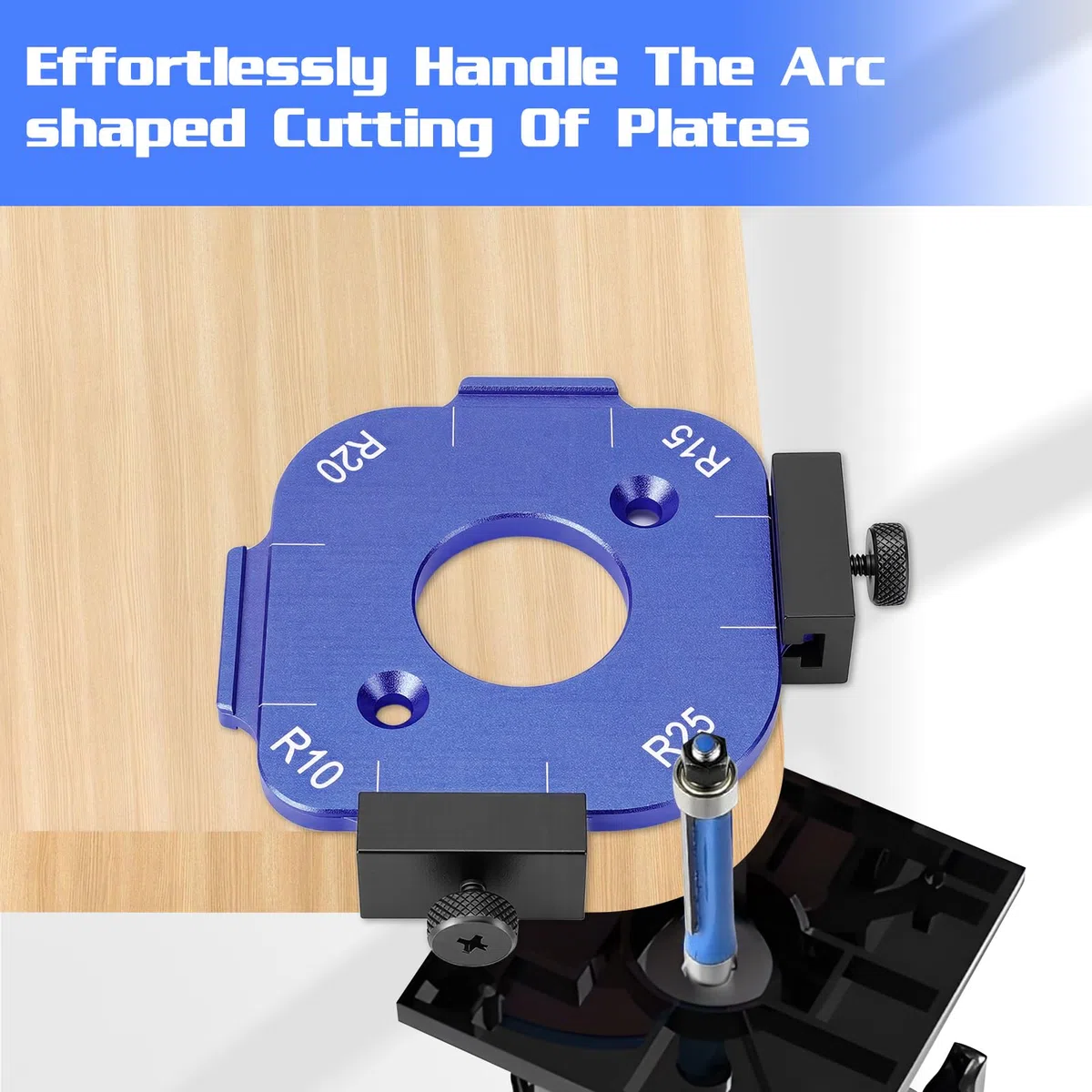 Frässchablone für Oberfräse, 2 Stück Radius Jig Router Schablone, Aluminiumlegierung Ecke Radius Schablone für Holzbearbeitung R10 R15 R20 R25 R30 R35 R40 R50 (Blau)
