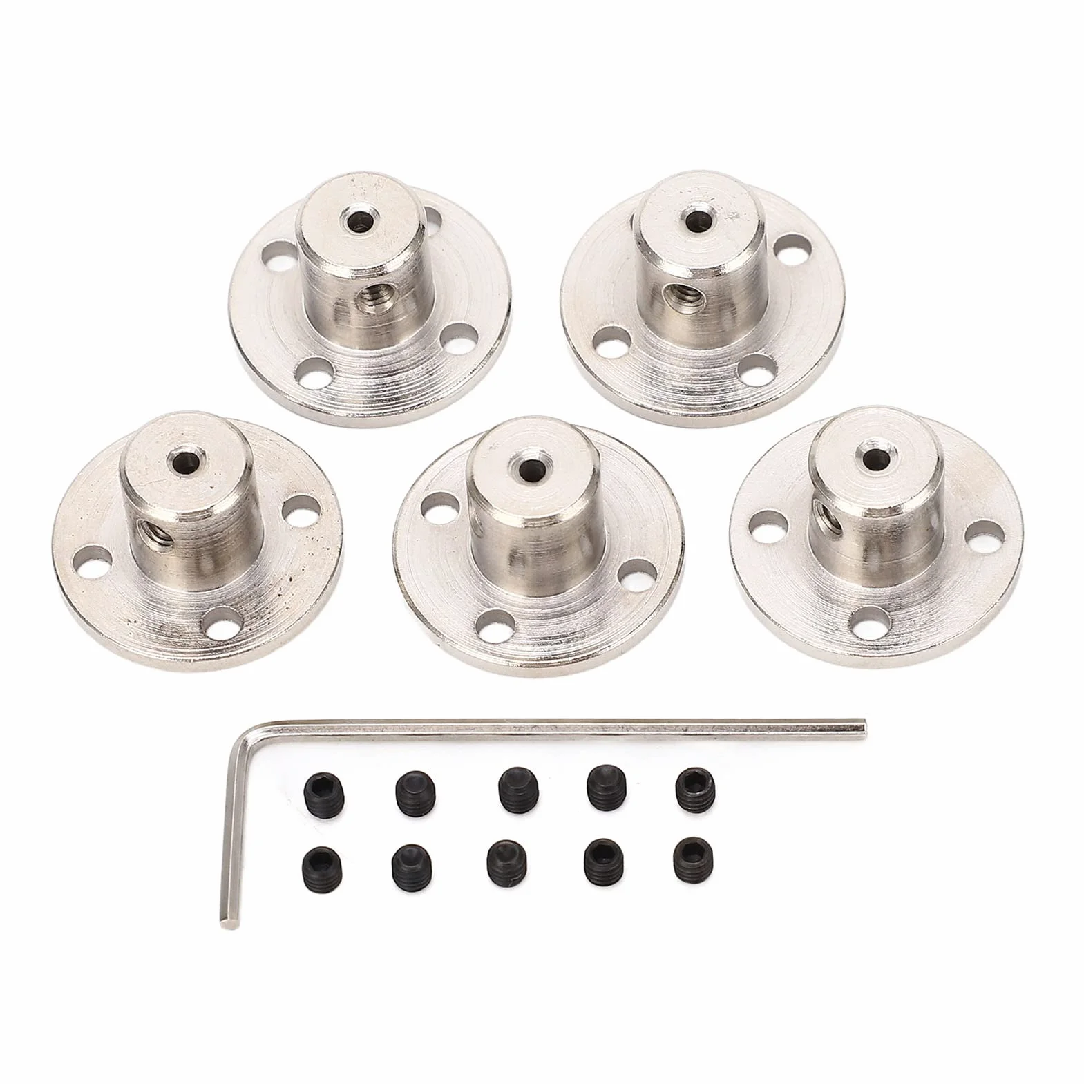 Flanschkupplungsverbinder, 5PCS Hohe Härte 45 Stahl 2mm Flanschführungswellenkupplung, Starres Führungsmodellkupplungszubehör Mit Schrauben Für DIY RC-Modellmotoren