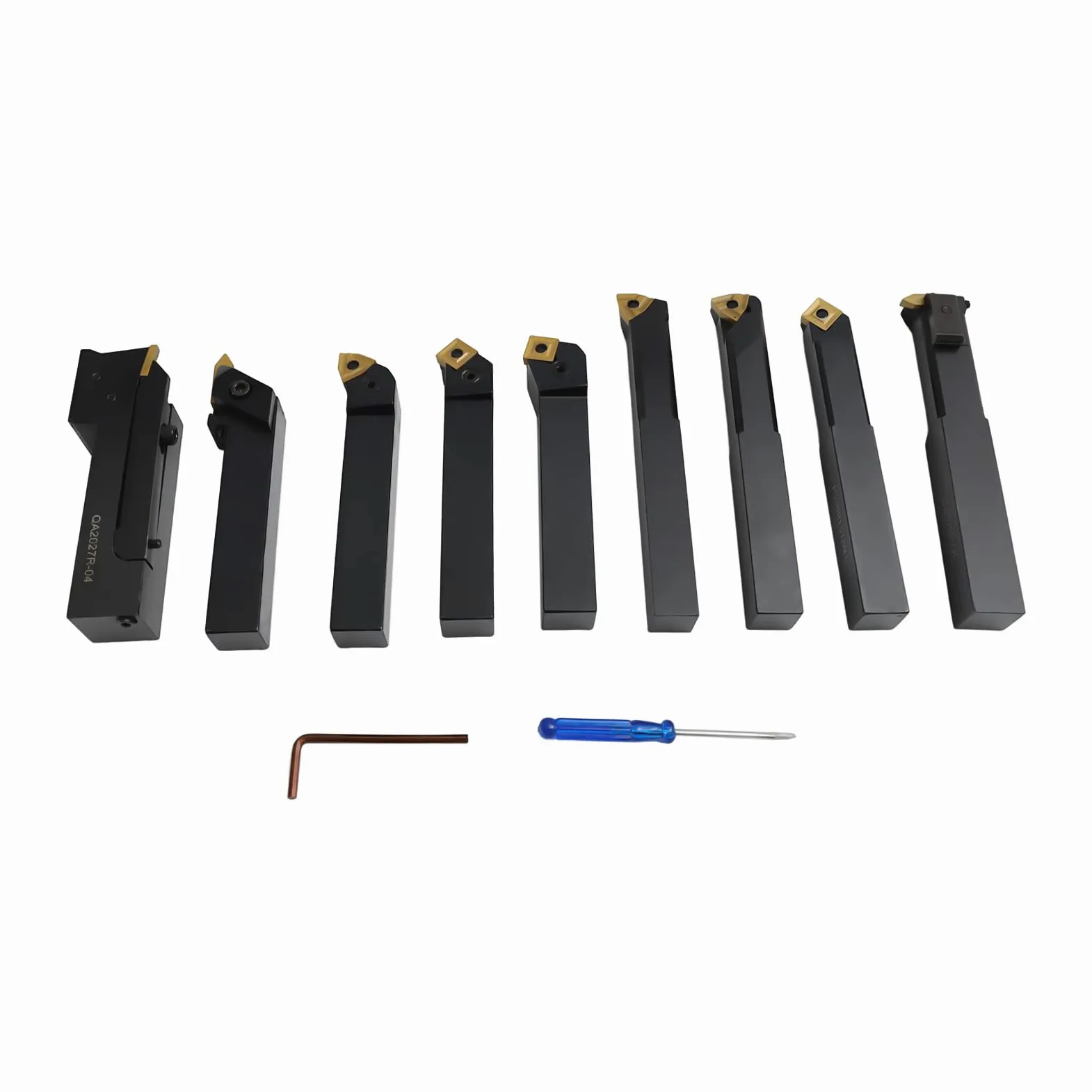 9 Tlg Drehstahl Satz 20mm Sinterkarbid mit Wendeplatten Drehmeißel-Set Drehstähle Abstechmeißel Geeignet für Drehbänke Stahl/Stahlguss