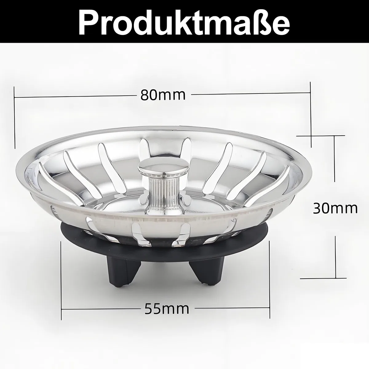 Spülbecken Siebkörbchen 2er Set, Ø 80 mm, Mit DREI-Bein Gummidichtung, Kompatibel Mit IKEA ATLANT Und DOMSJÖ, Ersatzteil Für Spüle Siphon, Küche Stöpsel Sieb, Alter Typ