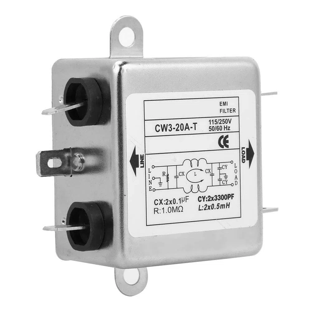 Netzfilter 230V, CW3-20A-T, Netzfilter Einphasenfilter, EMI-Leistungsfilter, 115V / 250V 20A 50 / 60Hz, Elektromagnetische Interferenzfilter