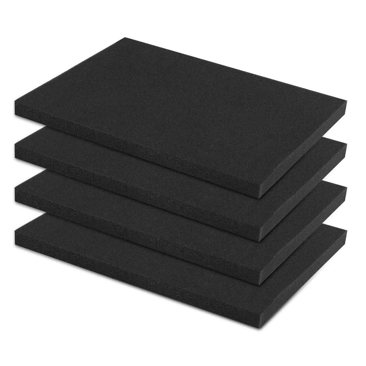4x Schaumstoffplatte 40x30x2,5cm Schwarz für Werkzeugkoffer | Schaumstoff Zuschnitt; Würfelschaumstoff für Kamerakoffer; als Koffereinlage für Tabletop Miniaturen