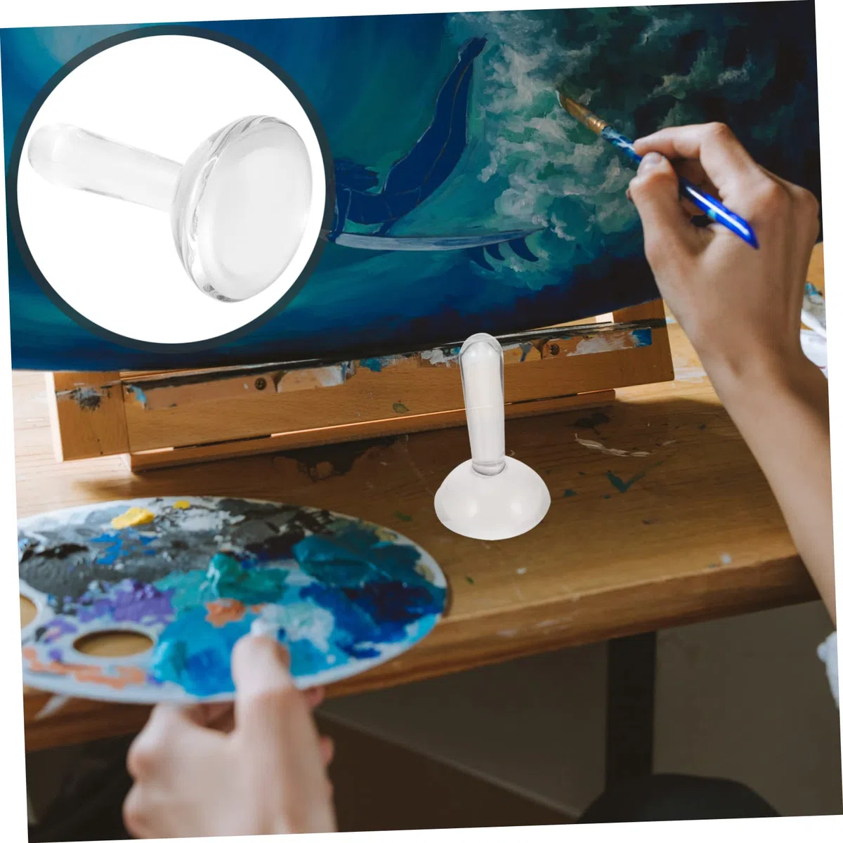 Pigmentmahlstößel Aus Glas Mit Ergonomischem Griff Für Ölfarben Und Aquarellmalerei Praktischer Glasmörser Zum Mahlen Von Pigmenten Leicht Und Tragbar 2.95X1.77X1.77In