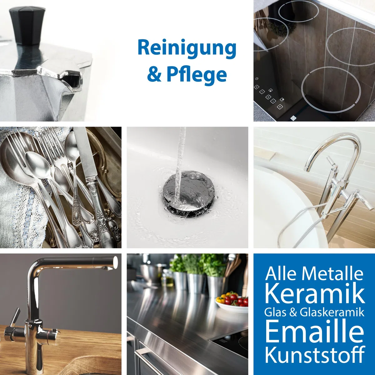 Systempflege (2 x 150ml) – professionelle Reinigung & Pflege für alle Metalle wie Edelstahl, Aluminium & Chrom sowie für Kunststoff, Keramik, Glas & Emaille – für Haushalt, Werkstatt & Gewerbe