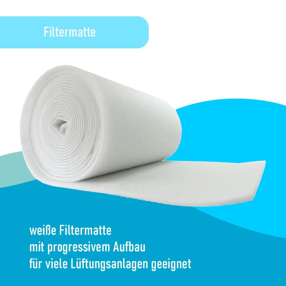 Filtermatte G4 weiß, 20mm dick, 1x1m, Filtervlies für Lüftungsanlagen & Industrieanlagen