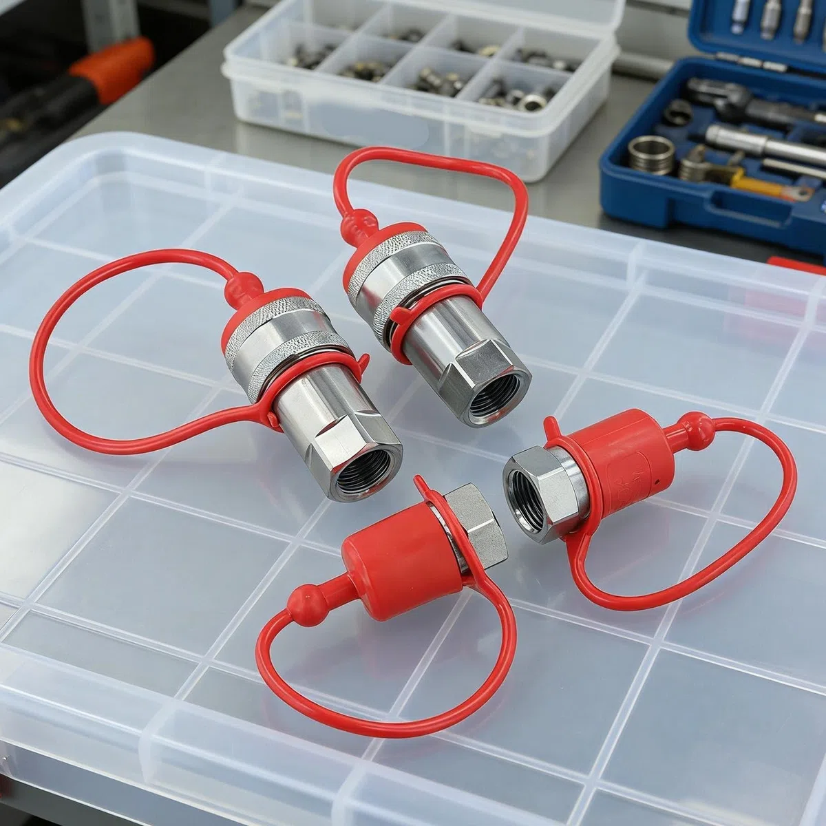 Zuverlässiges hydraulisches Schnellverbindungs-Set, NPT 12 14 38, ISO7241 A-Serie, Staubkappe, gebaut, um strengen Anwendungen standzuhalten (NPT1/2)