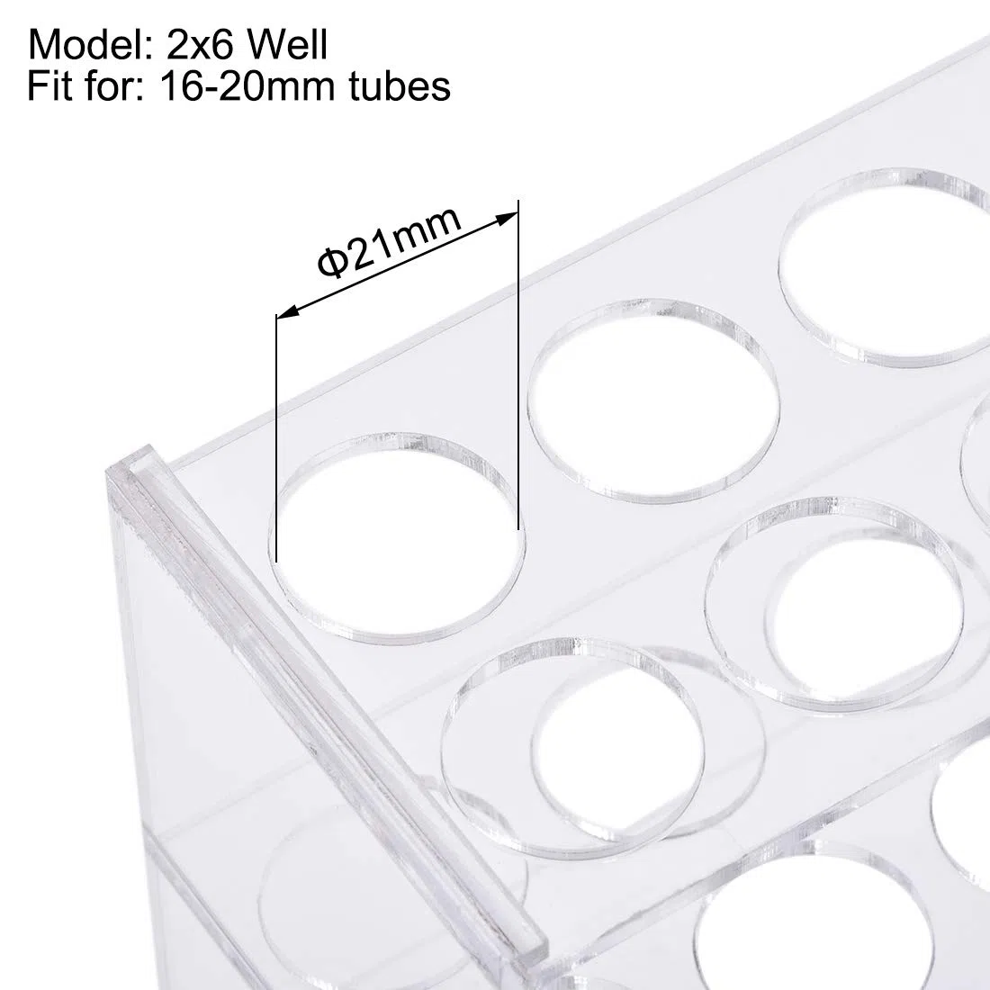 sourcing map Reagenzglashalter Rack 2x6 Wells für 25ml Zentrifugenröhrchen Klar
