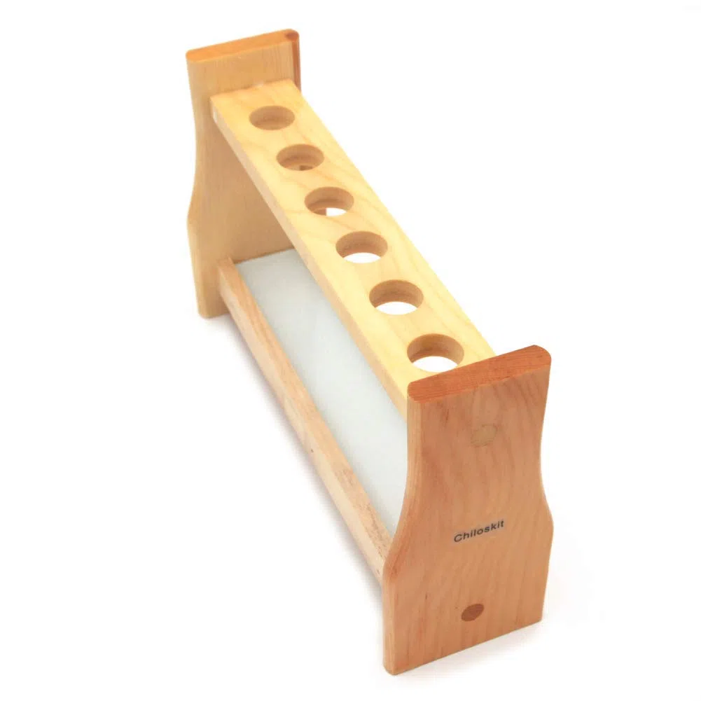Reagenzglas-Gestell, 21 mm Loch, Holz, Holzhalter, Chemie, Gewürzregal, 25 ml Reagenzgläser, Laborrohrregale, Schreibtisch-Stifthalter (25 ml 6 Fächer)