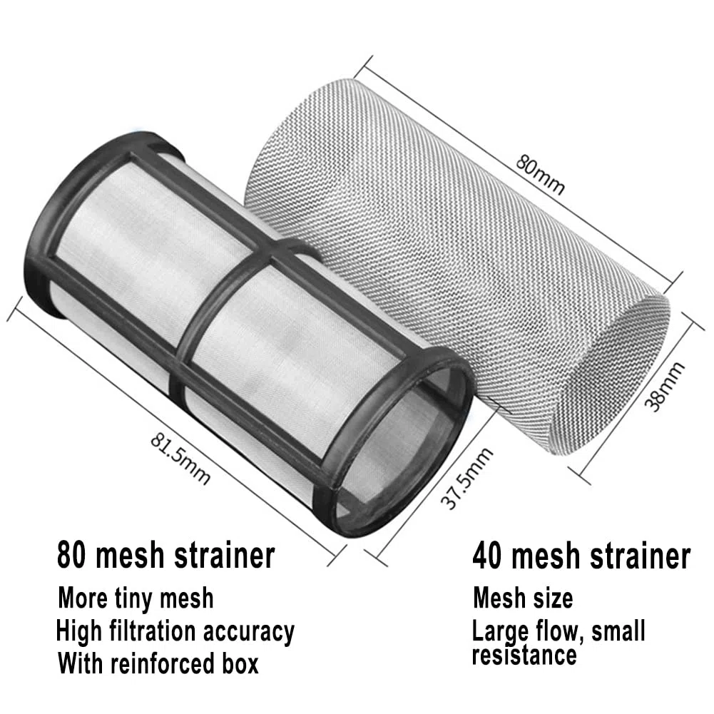 ZYWUOY Rohrleitungsfilter, Sieb, Wasserpumpenfilter mit 40/80 Mesh-Edelstahlsieb, Inline-Mesh-Sieb, Wasserpumpenfilter für die Gartenbewässerung