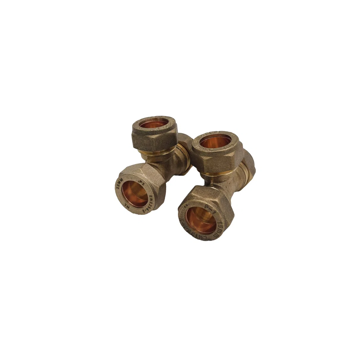 PlumbEZ WRAS-zugelassene 15 mm Messing-Kompressions-T-Armaturen – 2 Stück robuste T-Rohrverbinder für Kupfer-, Kunststoff- und Chromrohre – hitzefreie Installation, auslaufsichere