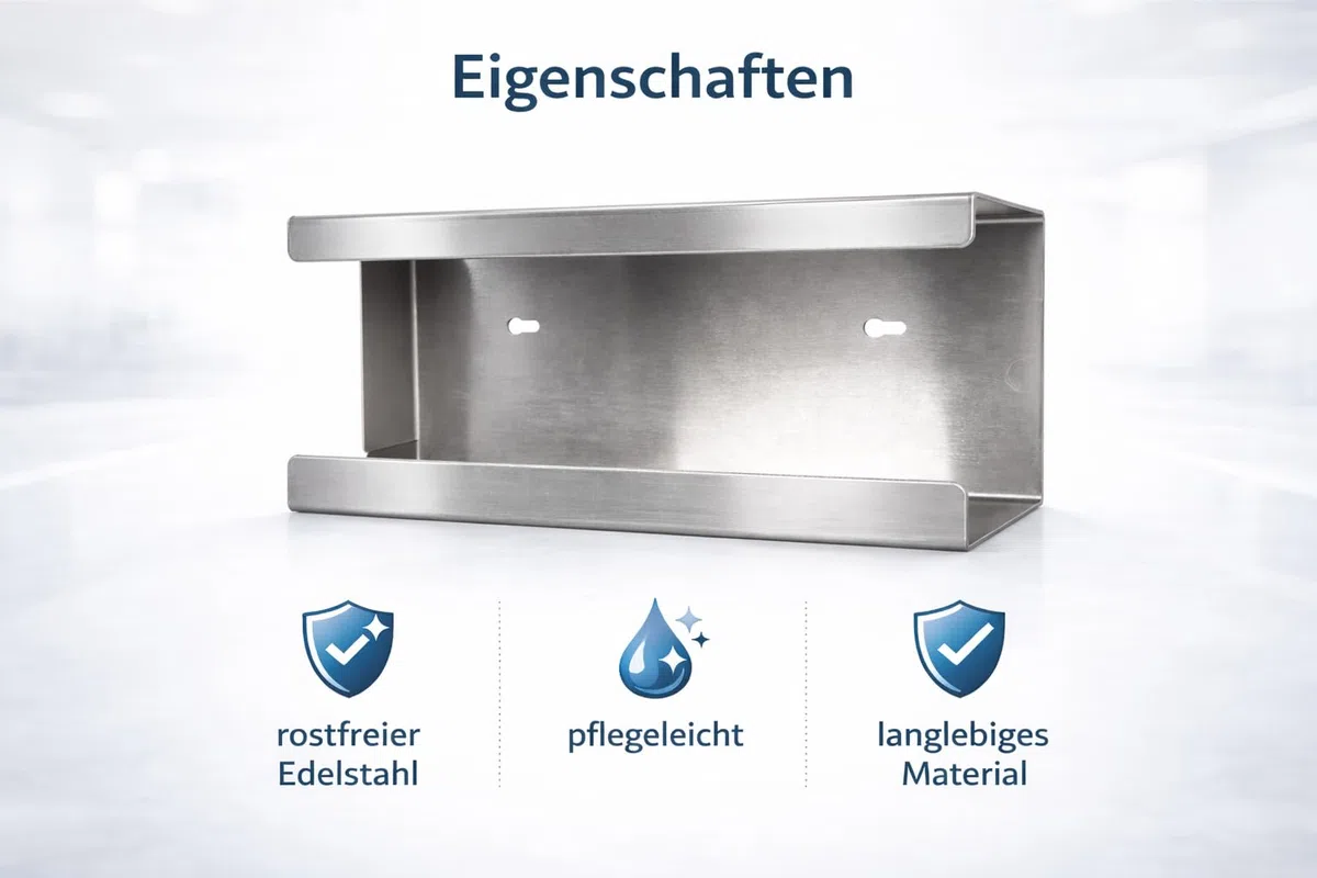 Edelstahl Handschuhhalter für Boxen Einweghandschuhe, Wandhalterung, Handschuhspender, Handschuh Halterung, zur Wandmontage mit Montagezubehör (1, SOLO)
