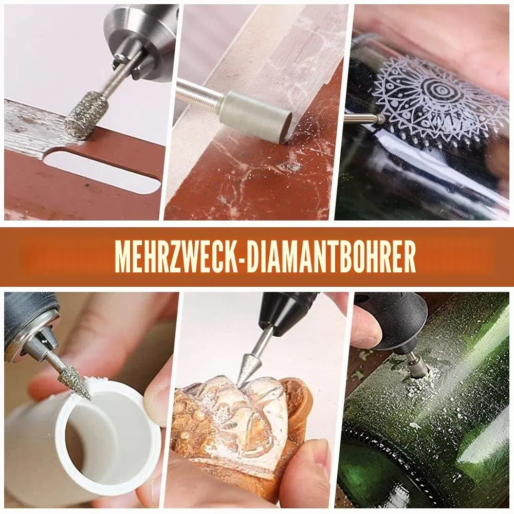 20 Stück Diamant Fräser Set,Diamant Frässtifte Schleifstifte Kompatibel mit Dremel Rotary Tool Zubehör mit 1/8" Schaft Passform für Stein Glas Keramik Schnitzen,Schleifen,Polieren,Gravieren,Bohren