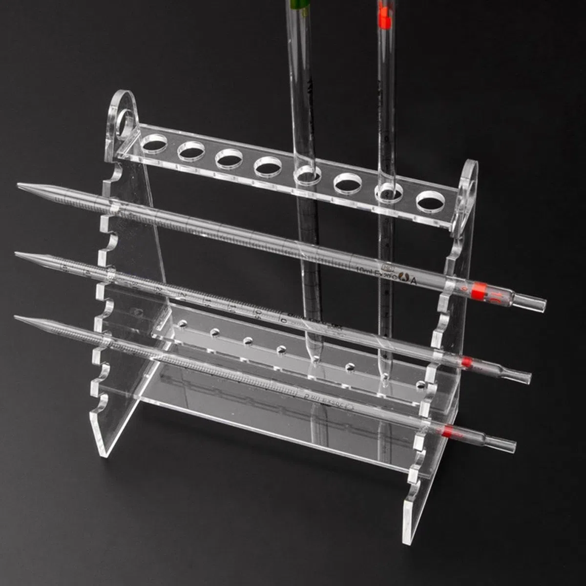 Tiiyee Pipettenständer, Trapez-Pipettenhalter aus organischem Glas, Lochdurchmesser 1,5 cm, Pipettenständer für 14 Pipetten für Experimente mit chemischen Reagenzien, Projekte im Schullabor