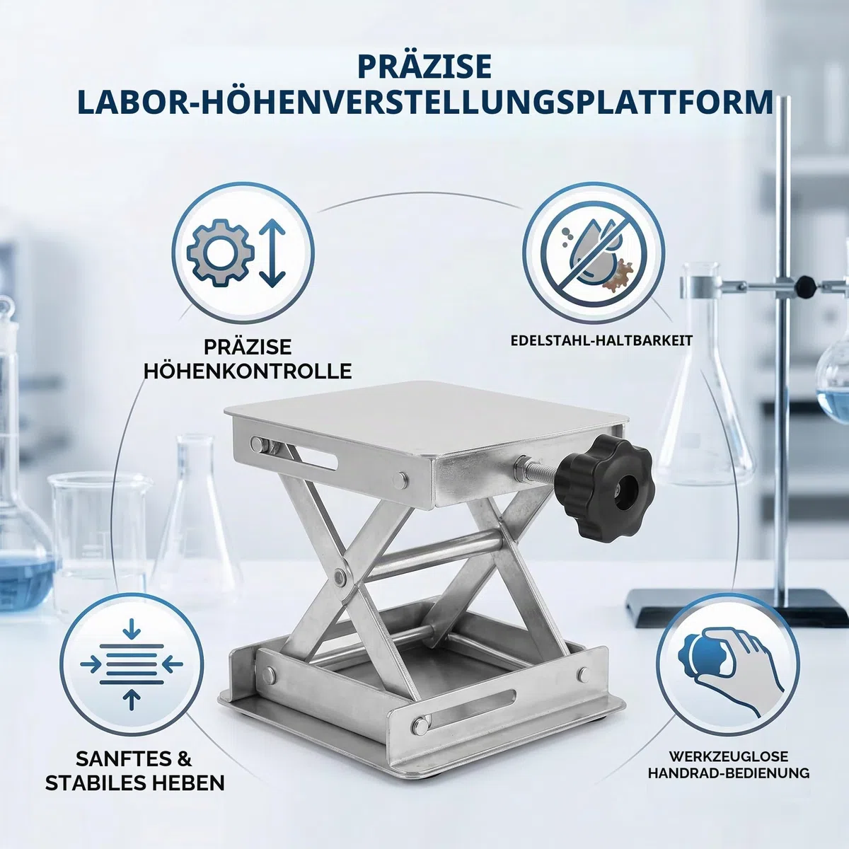 Wakects Scherenhubtisch, Hubtisch Werkstatt, Hebebühne für Labor, Scherenhebebühne aus Edelstahl, für Schulen, Forschungseinrichtungen, Laboratorien