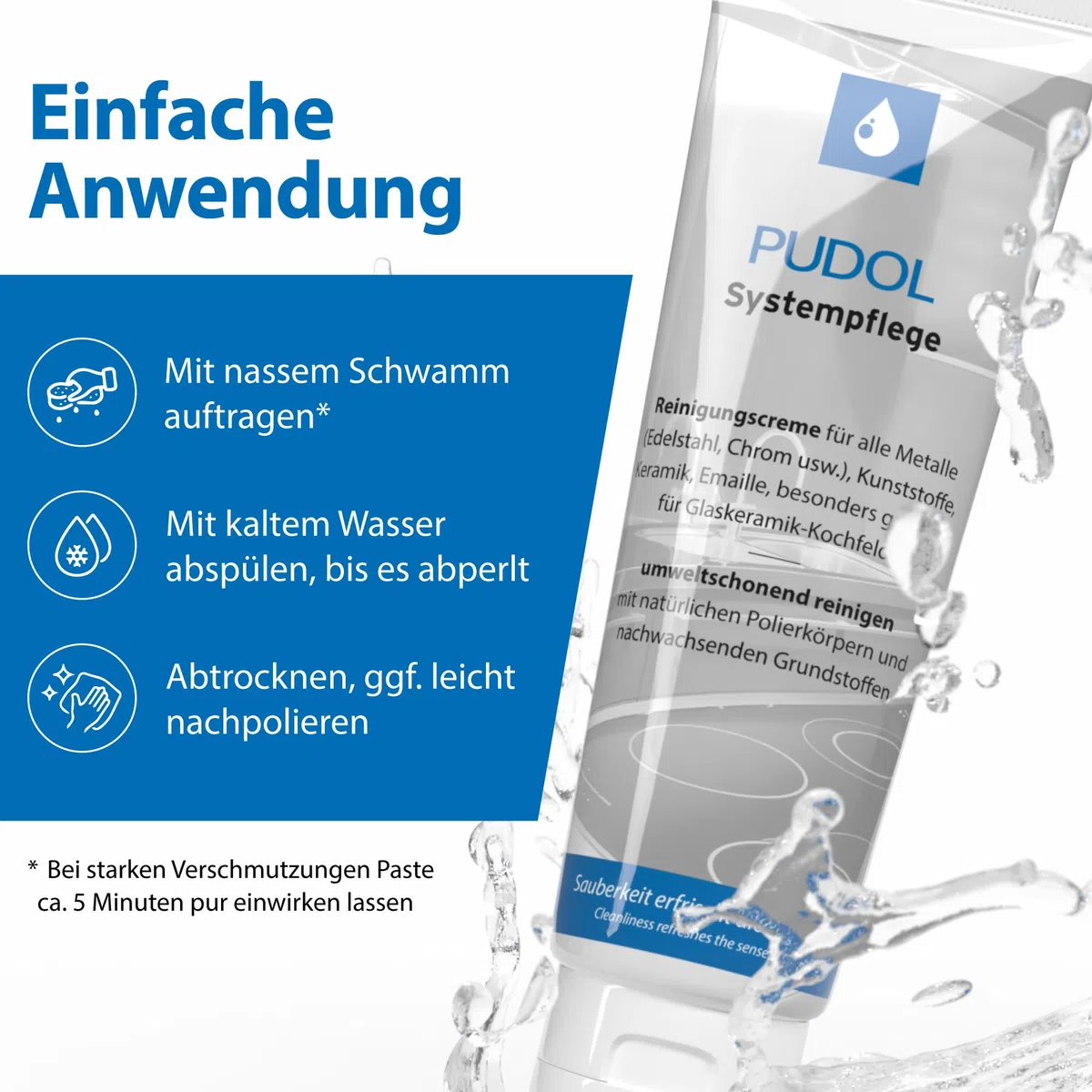 Systempflege (2 x 150ml) – professionelle Reinigung & Pflege für alle Metalle wie Edelstahl, Aluminium & Chrom sowie für Kunststoff, Keramik, Glas & Emaille – für Haushalt, Werkstatt & Gewerbe
