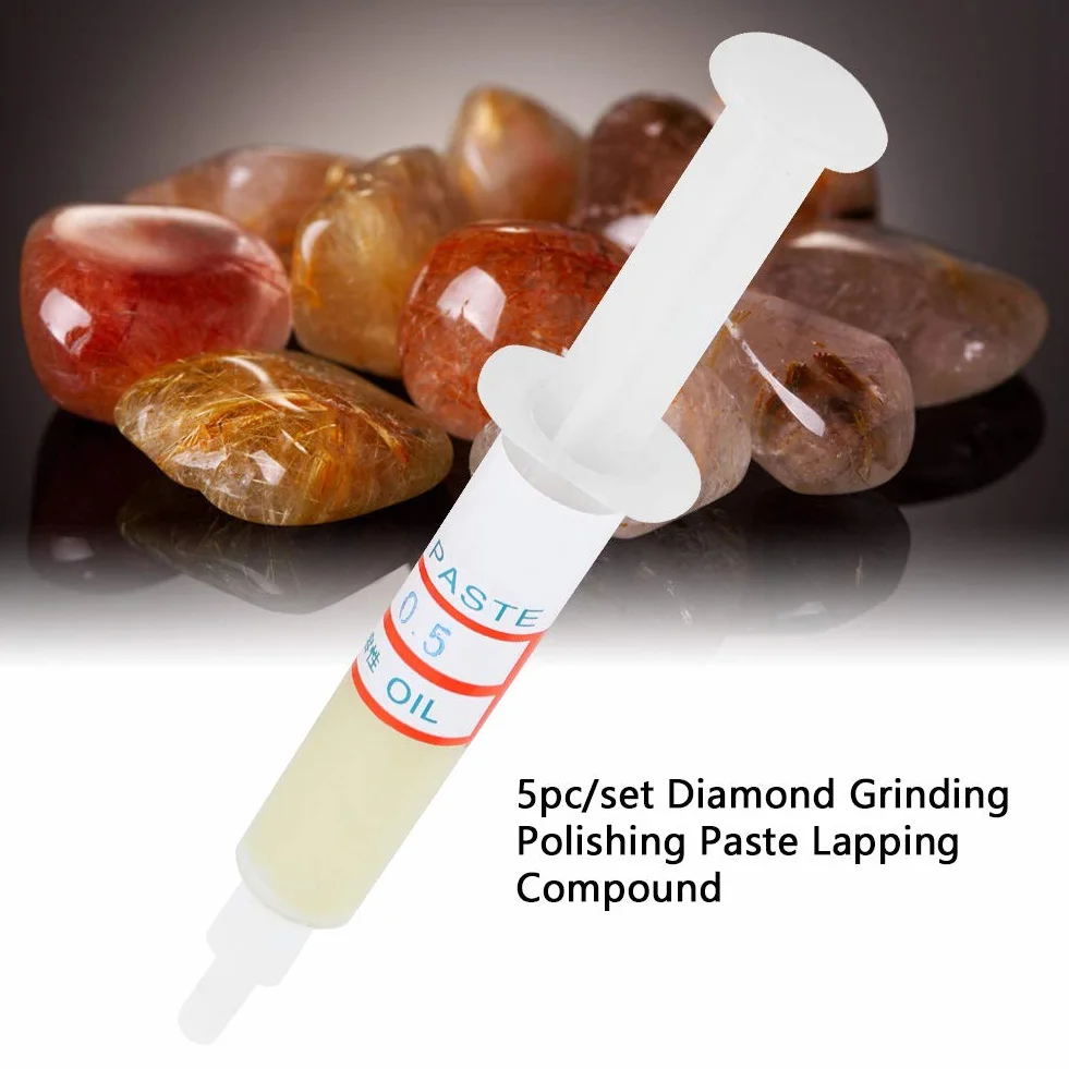 Streichpaste, 5 Stück Diamant-Läpppaste Polierpaste W0.5-W40 320~10000 Körnung Lapidary Paste für Steinglas Metallschmuck Harz Marmor (W0.5 (10000 mesh Spiegelpolieren))