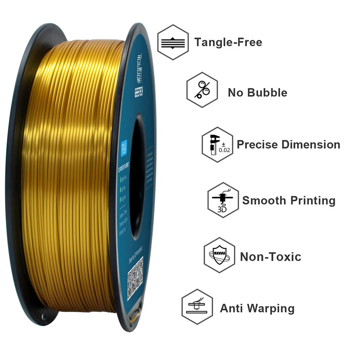 GEEETECH PLA filament 1,75mm Silk Gold für 3d Drucker 1KG Spool