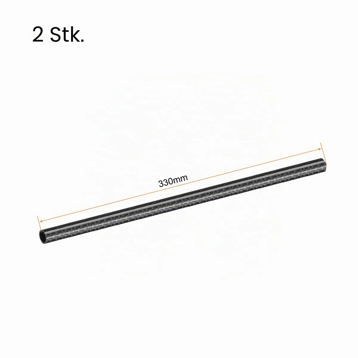 sourcing map 2Stk.Carbonfaser Rundrohr 8x6x330mm 3K Roll Eingewickelte glänzende Oberfläche für RC Airplane Quadcopter