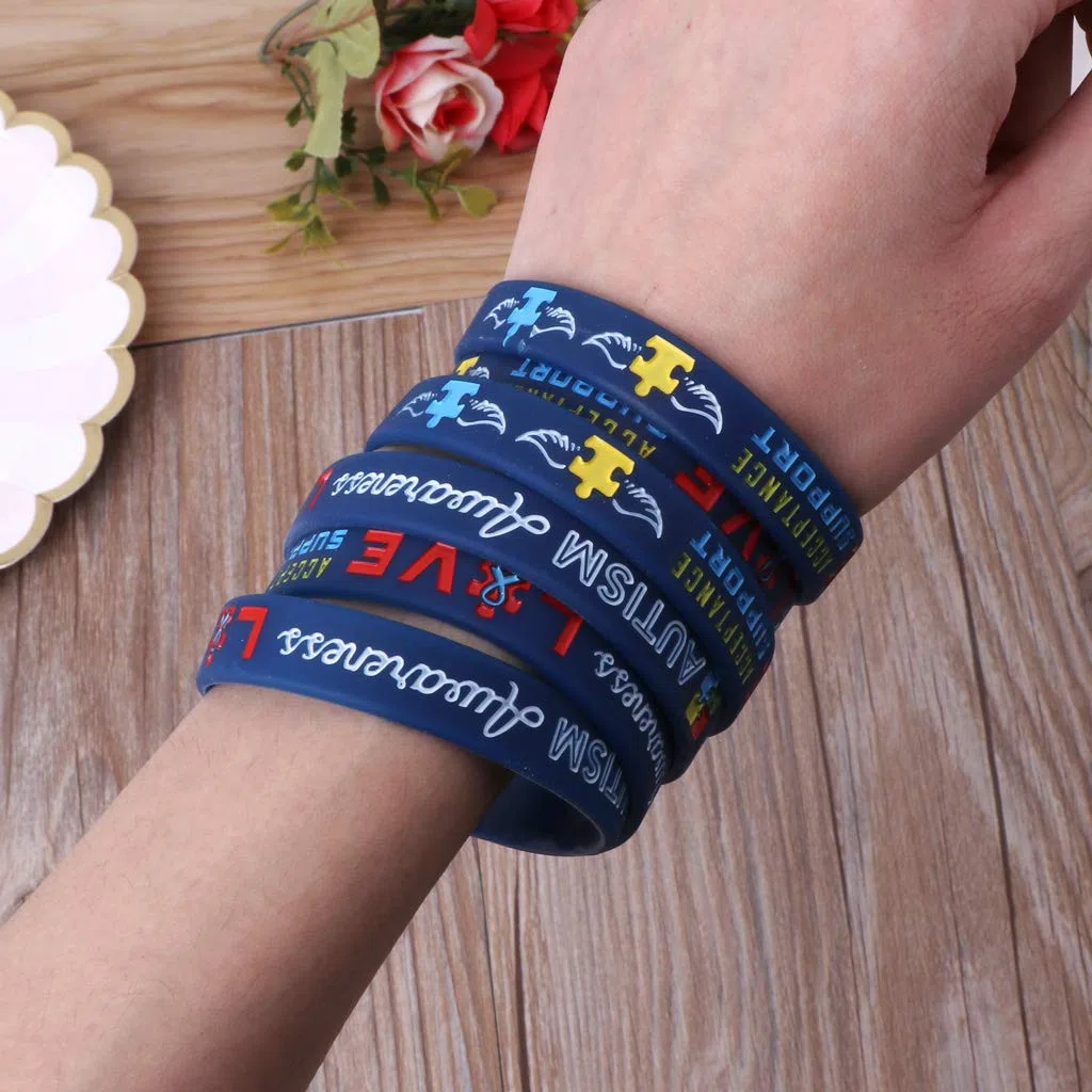 GROOMY Armband, 6-teiliges Autismus-Bewusstsein Armband-Bewusstsein schafft Veränderung Silikon-Armband Blau