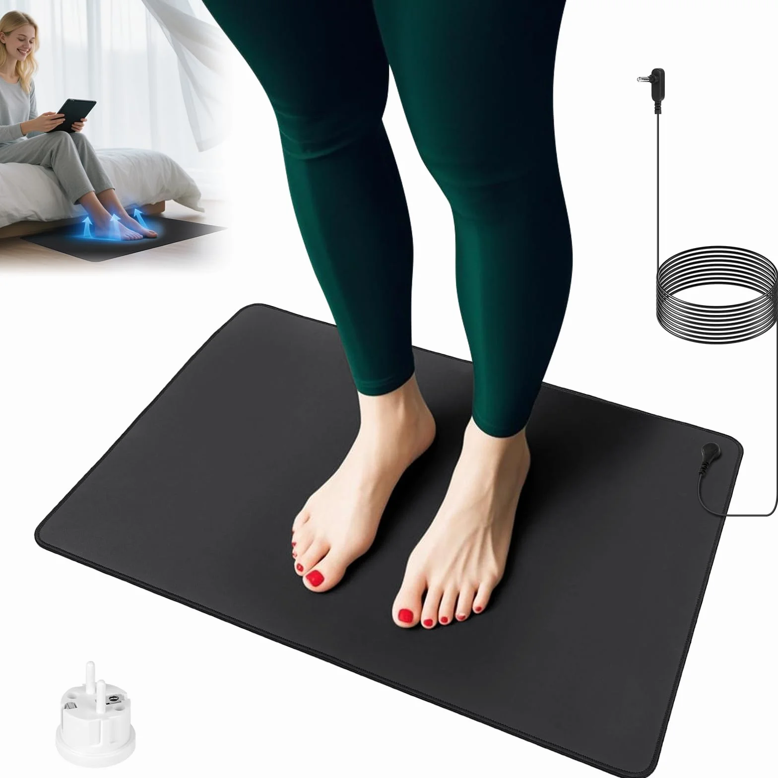 Erdungsmatte für Bett, ESD Matte für Wohlbefinden, Topraklama Matı, Grounding Mat Earthing für Besseren Schlaf, Stressabbau, Antistatik Matte Kann Als Mauspad Oder Yogamatte(40 * 60cm)