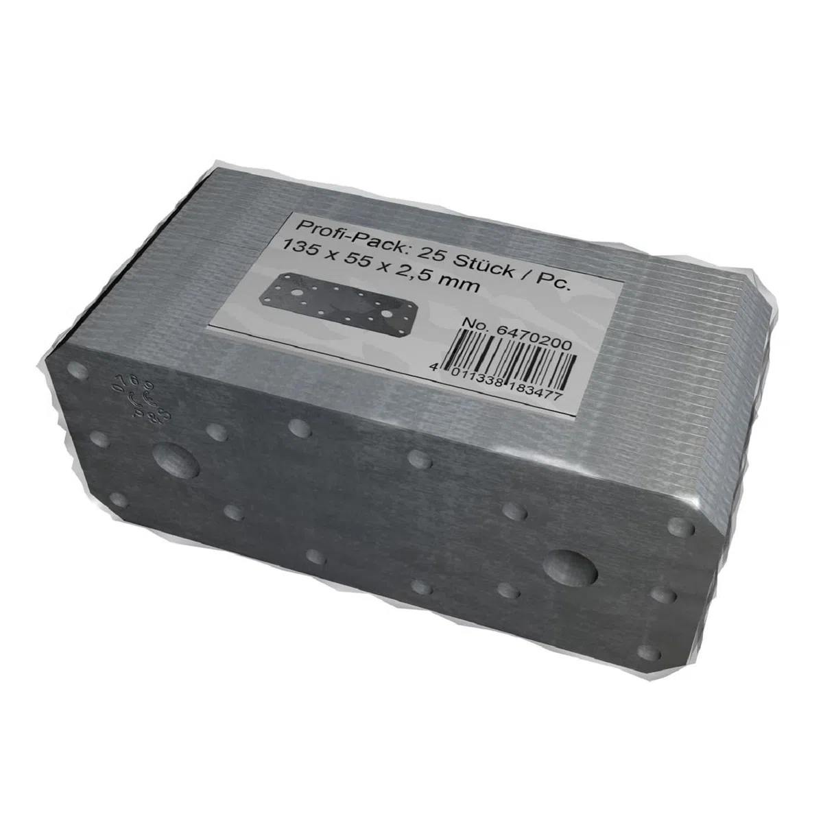 Pollmann Baubeschläge 6470220 Flachverbinder 135 x 55 x 2,0 mm, Profi-Pack à 25 Stück
