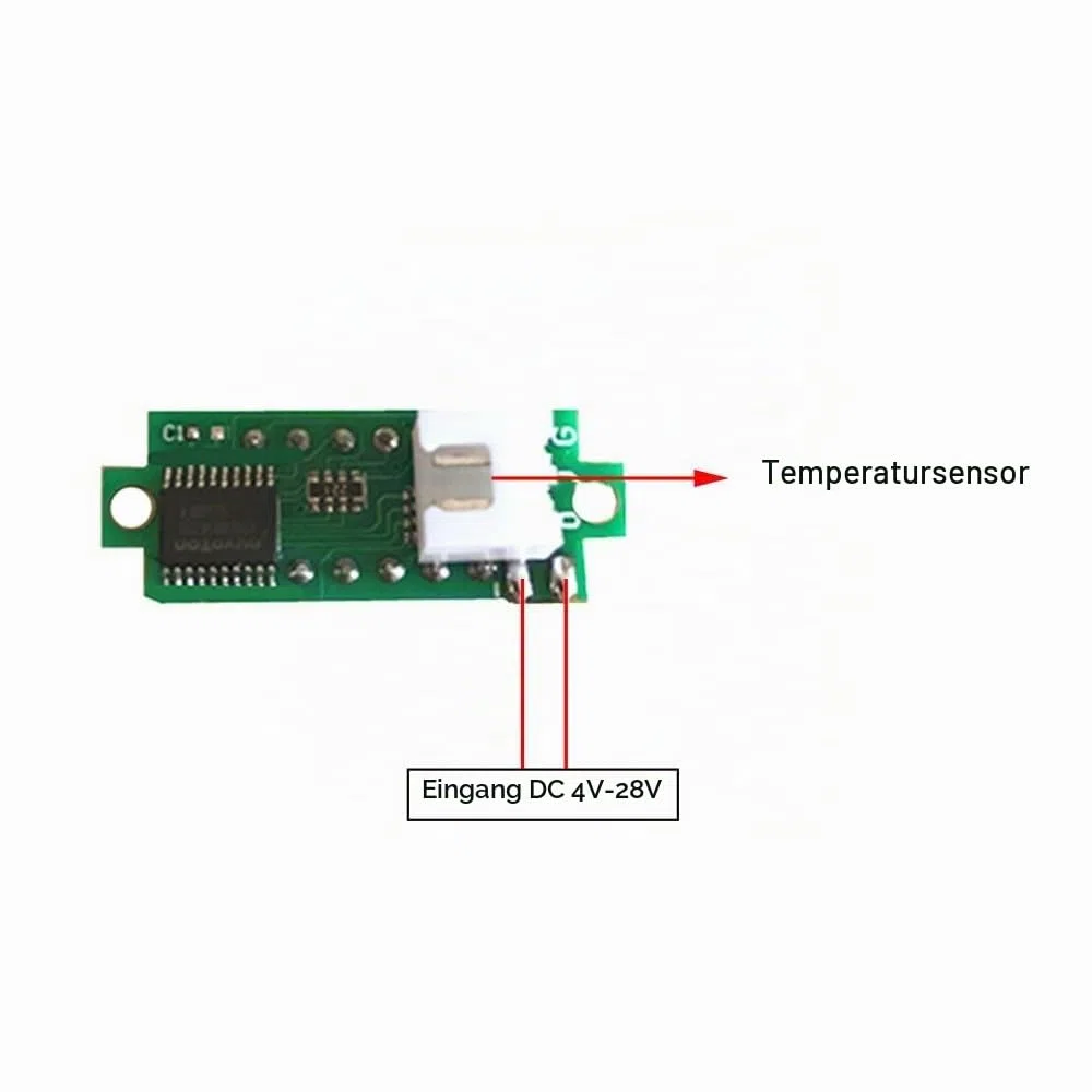 LED-Display Digitales Thermometer Modul, 0,28 Zoll DC 4V-28V Digital-Thermometer mit NTC Wasserdichter Temperaturfühler aus Metall