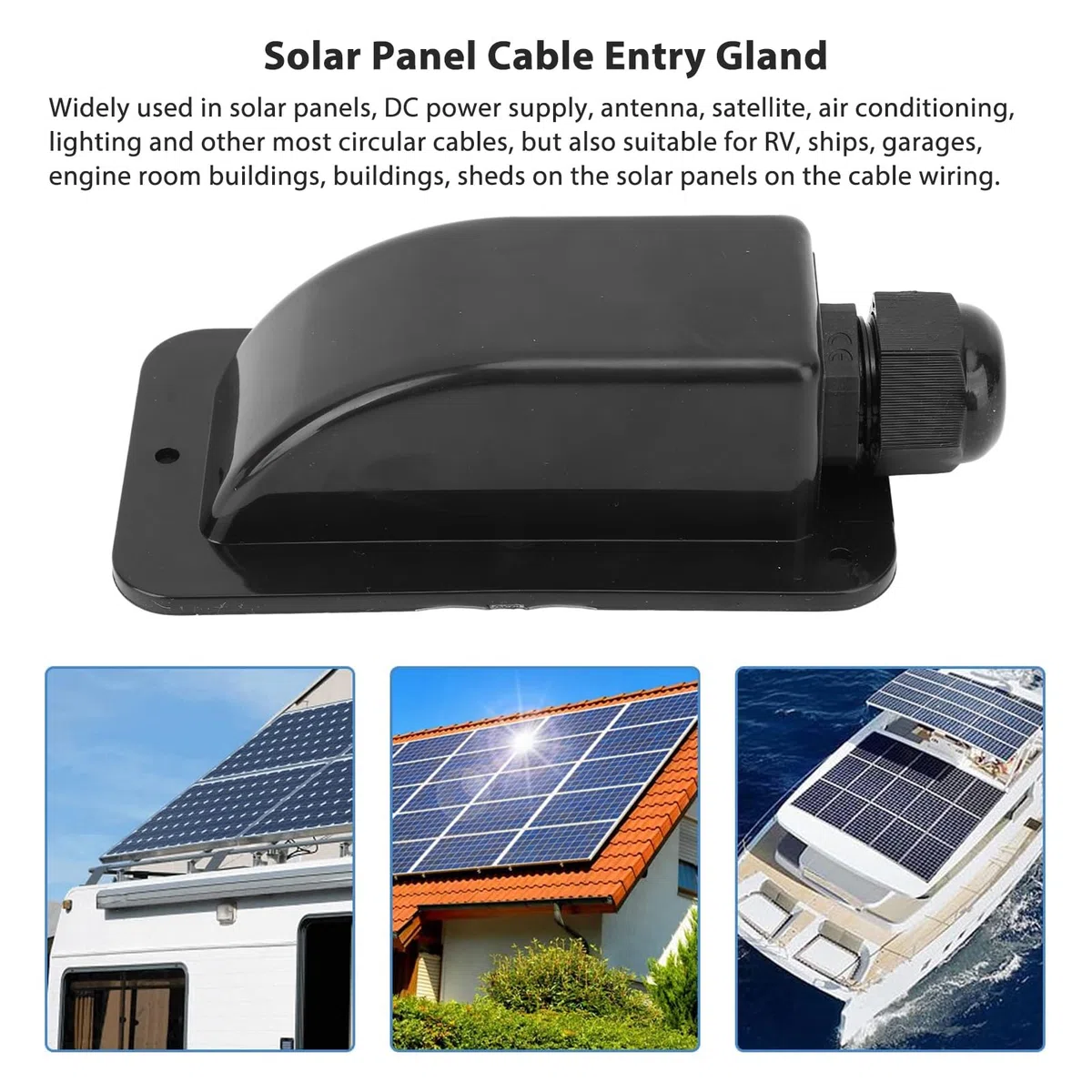 Solar-Kabeleinführungsverschraubung, Wasserdichter Tropfenförmiger Anschluss für 6 Mm²-12 mm² Kabel, Wohnmobil, Boot, Yacht, Dach für Wohnmobil (Black)