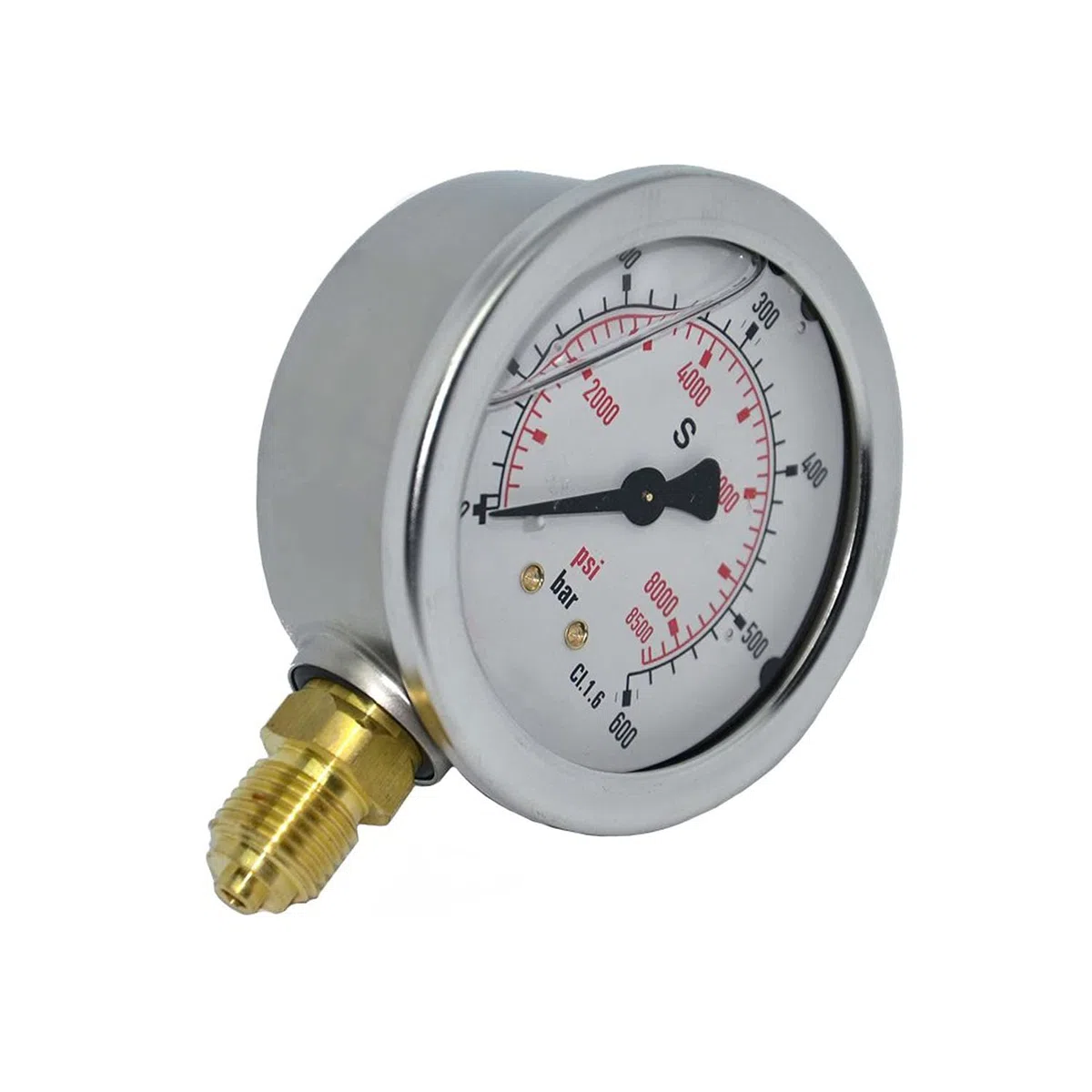 Manometer Glycerin Ø 63 mm senkrecht 1/4" AG Hydraulik Glyzerin Rohrfeder KL 1,6 (0-250bar)