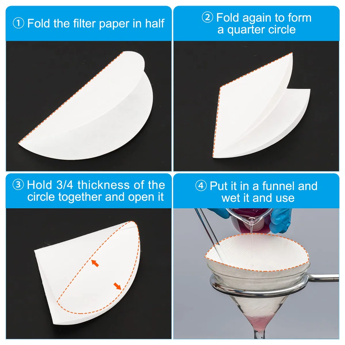PATIKIL 100Stk 18cm Qualitatives Filterpapier Kreise Langsame Drehzahl Rund Labor Filter Papier Chemisch Industrieller Öl Prüftrichter Filter Papier