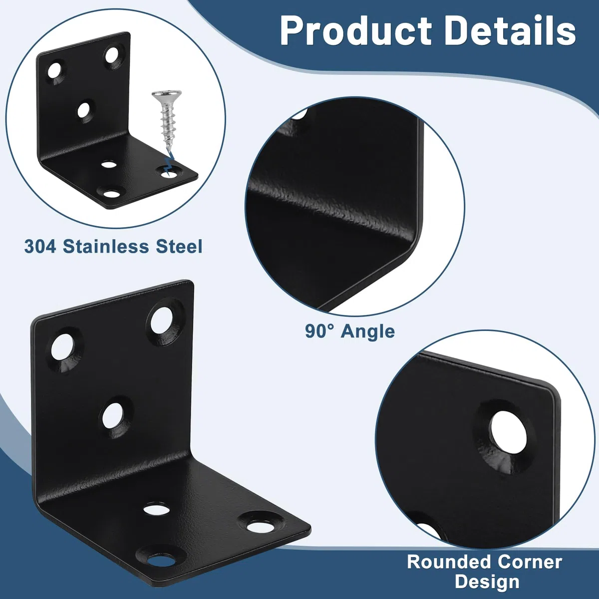 LALAGO 20 Stück Edelstahl Winkelverbinder 40 x 40 x 40mm, Klein Montagewinkel mit 126pcs Schrauben, Metall 90 Grad Klammern Befestigungswinkel zum Befestigen und Reparieren von Möbeln Schwarze