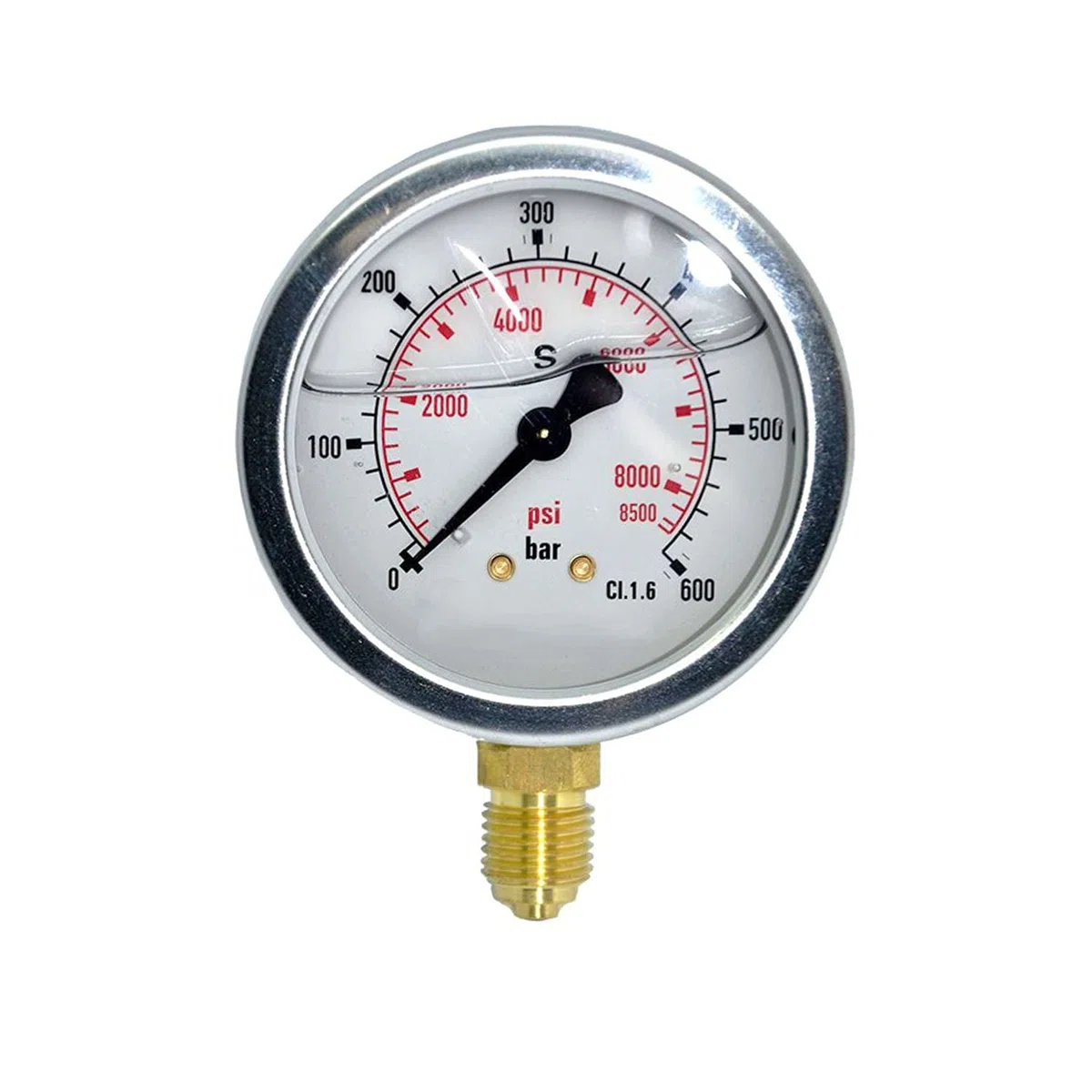 Manometer Glycerin Ø 63 mm senkrecht 1/4" AG Hydraulik Glyzerin Rohrfeder KL 1,6 (0-250bar)