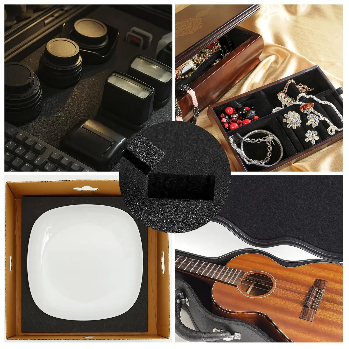 4x Schaumstoffplatte 40x30x2,5cm Schwarz für Werkzeugkoffer | Schaumstoff Zuschnitt; Würfelschaumstoff für Kamerakoffer; als Koffereinlage für Tabletop Miniaturen