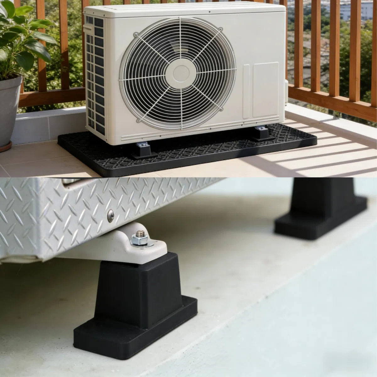 Ummilager Klimaanlagen Schwingungsdämpfer, 4 Stück Vibrationsdämpfer für Klimaanlage, Gummidämpfer Set für Außengeräte, stabile Dämpfungssockel zur Reduzierung von Lärm & Vibrationen