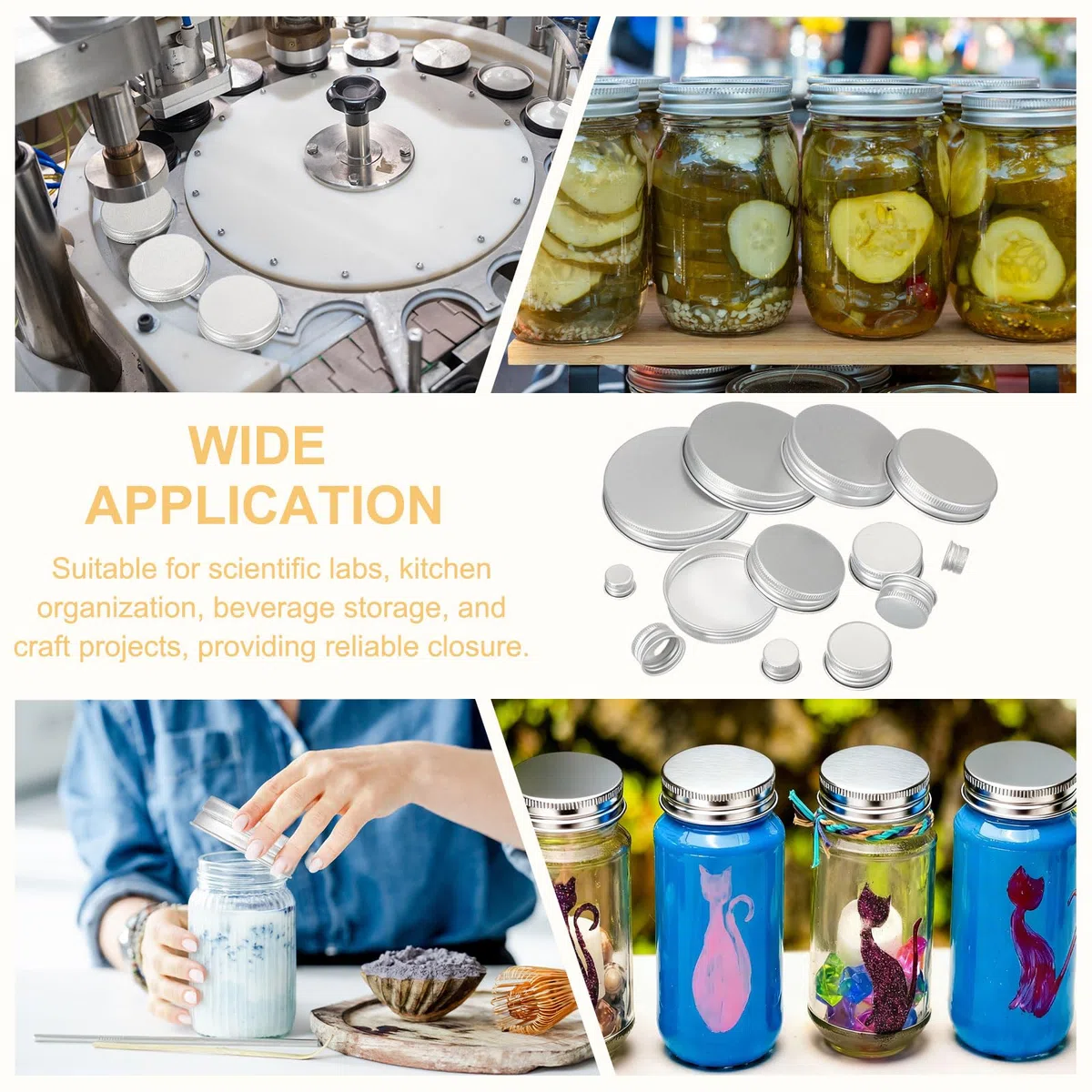 PATIKIL 31mm Metallische Runde Schraubdeckel 54 Stück Aluminium Mason Jar Deckel Schraubverschlüsse Für Labor Haushaltsaufbewahrungsgläser Gallonenkrüge Glas Snackbehälter Silberton
