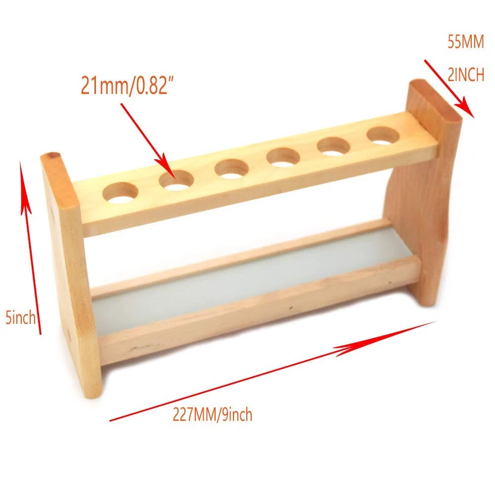 Reagenzglas-Gestell, 21 mm Loch, Holz, Holzhalter, Chemie, Gewürzregal, 25 ml Reagenzgläser, Laborrohrregale, Schreibtisch-Stifthalter (25 ml 6 Fächer)