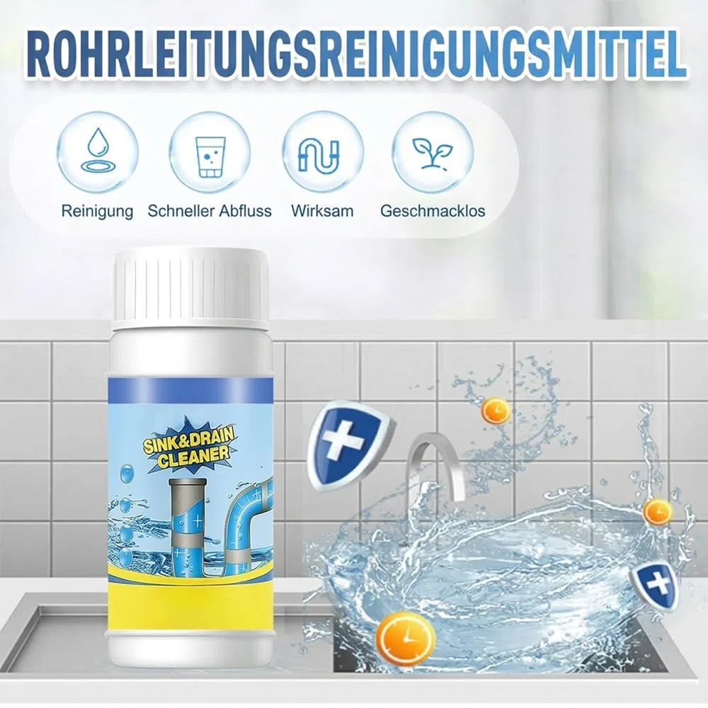 2026 Neu Abflussreiniger Extra Stark, Effizientes Ausbaggern Toilettenreiniger, Rohrreiniger WC Schaumreiniger Extrem Stark, Geeignet für Reinigung von Toiletten Bodenabläufen Küchenrohren (1 Stück)