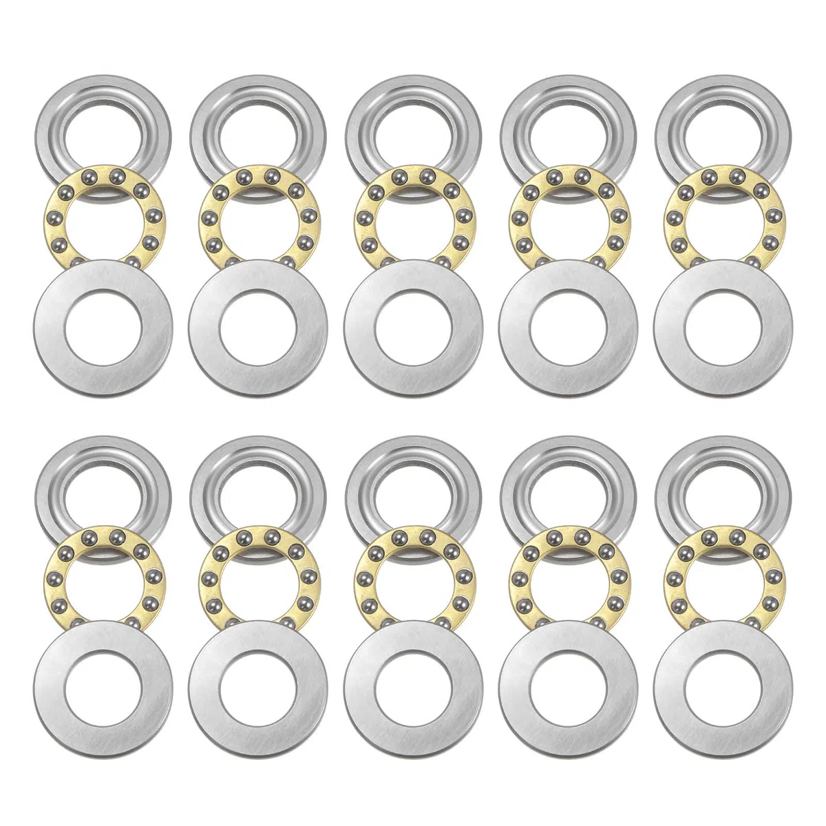 QUARKZMAN 10 Stück Axiallager F12-23M Miniatur Schubkraft Kugel Lager 12x23x7.5mm Chrom Stahl mit Unterlegscheiben für Förderanlagen Maschinenbau