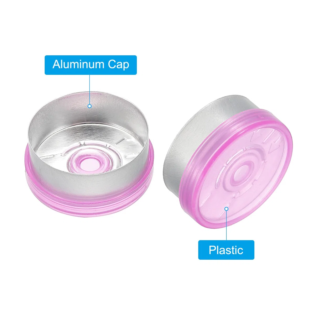 PATIKIL 100 Stück Aluminium Plastikkappen, 20mm Caps Verschlüsse Kappen, Flaschenverschlüsse Plastik Aluminium Kappen Abdeckung für Glasfläschchen, Lila