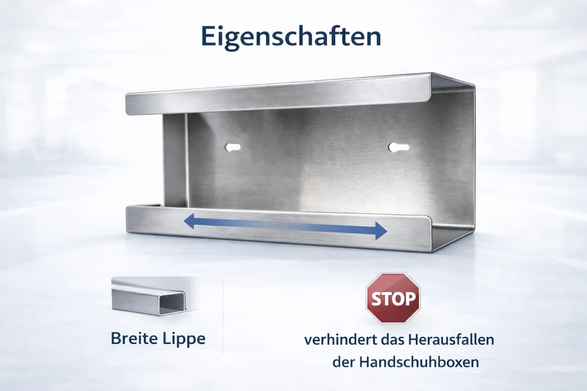 Edelstahl Handschuhhalter für Boxen Einweghandschuhe, Wandhalterung, Handschuhspender, Handschuh Halterung, zur Wandmontage mit Montagezubehör (1, SOLO)