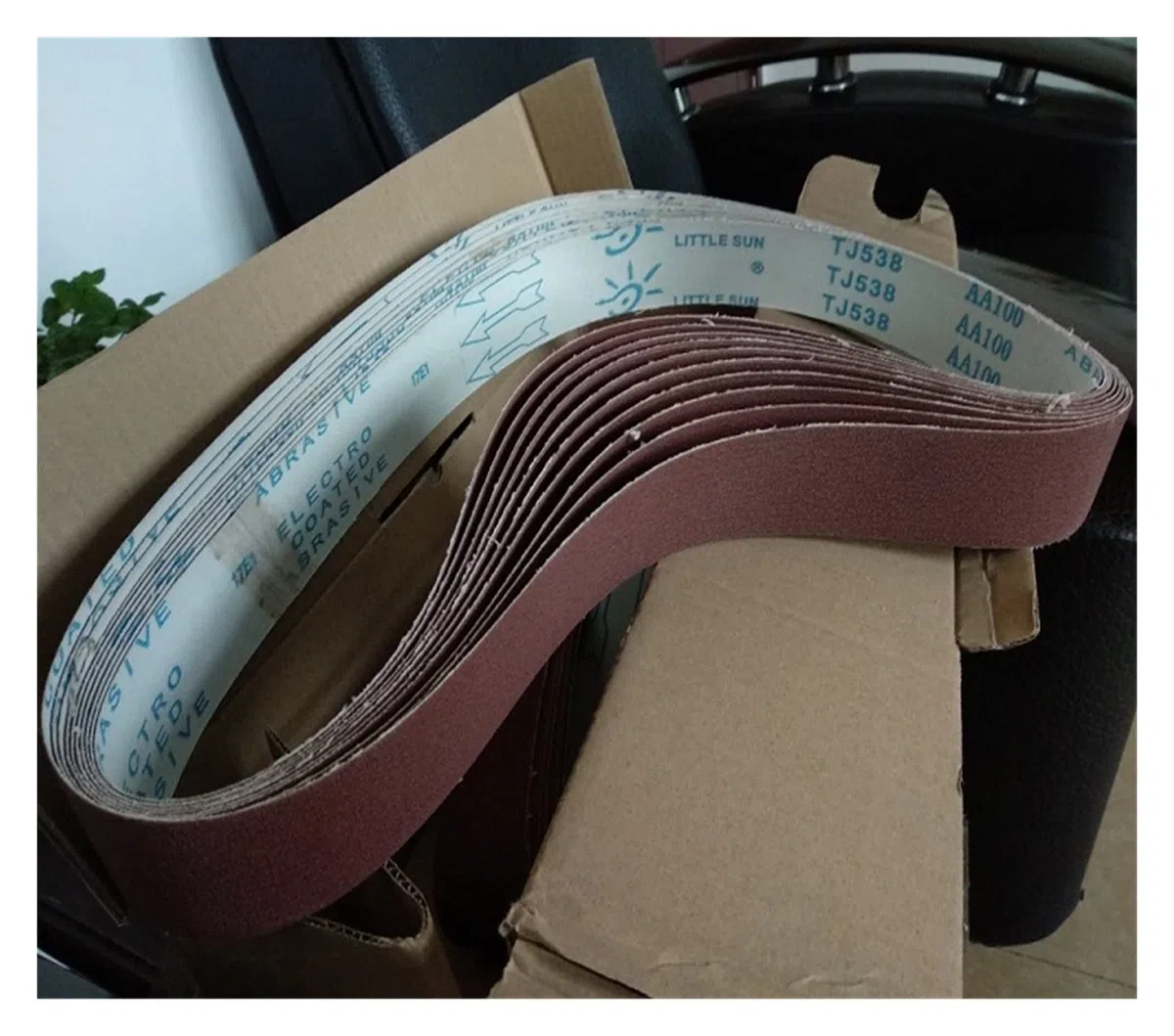 5 Stück TJ538 Schleifband, 1200 x 50 mm, braunes Korund-Metall-Schleifband, Körnung 60 100 180 400 600(60)