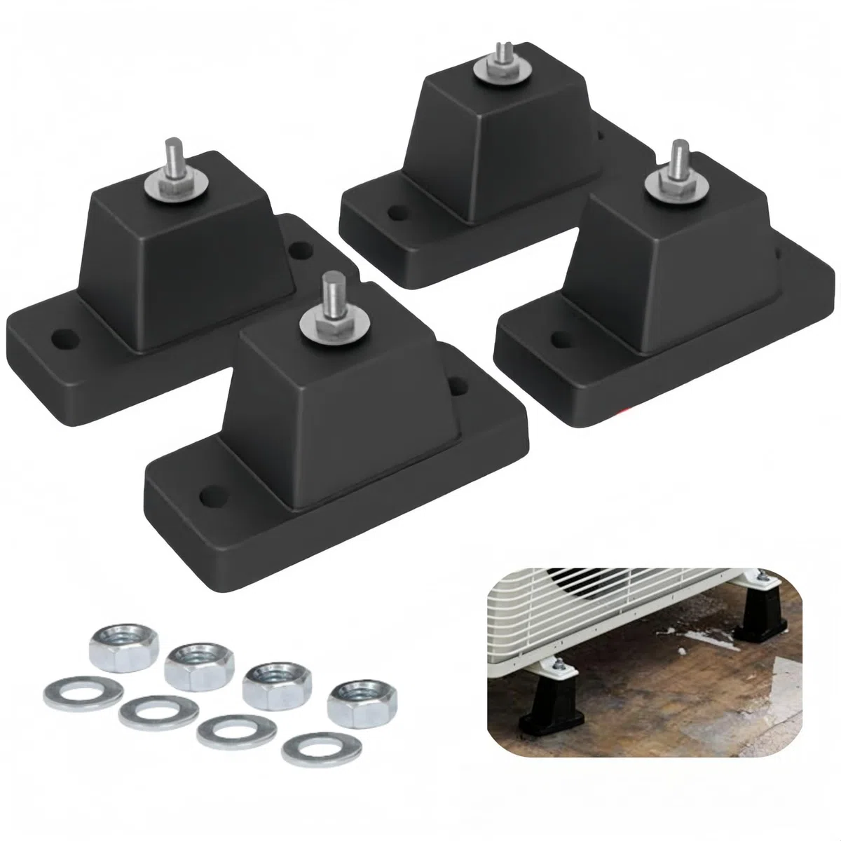 Ummilager Klimaanlagen Schwingungsdämpfer, 4 Stück Vibrationsdämpfer für Klimaanlage, Gummidämpfer Set für Außengeräte, stabile Dämpfungssockel zur Reduzierung von Lärm & Vibrationen