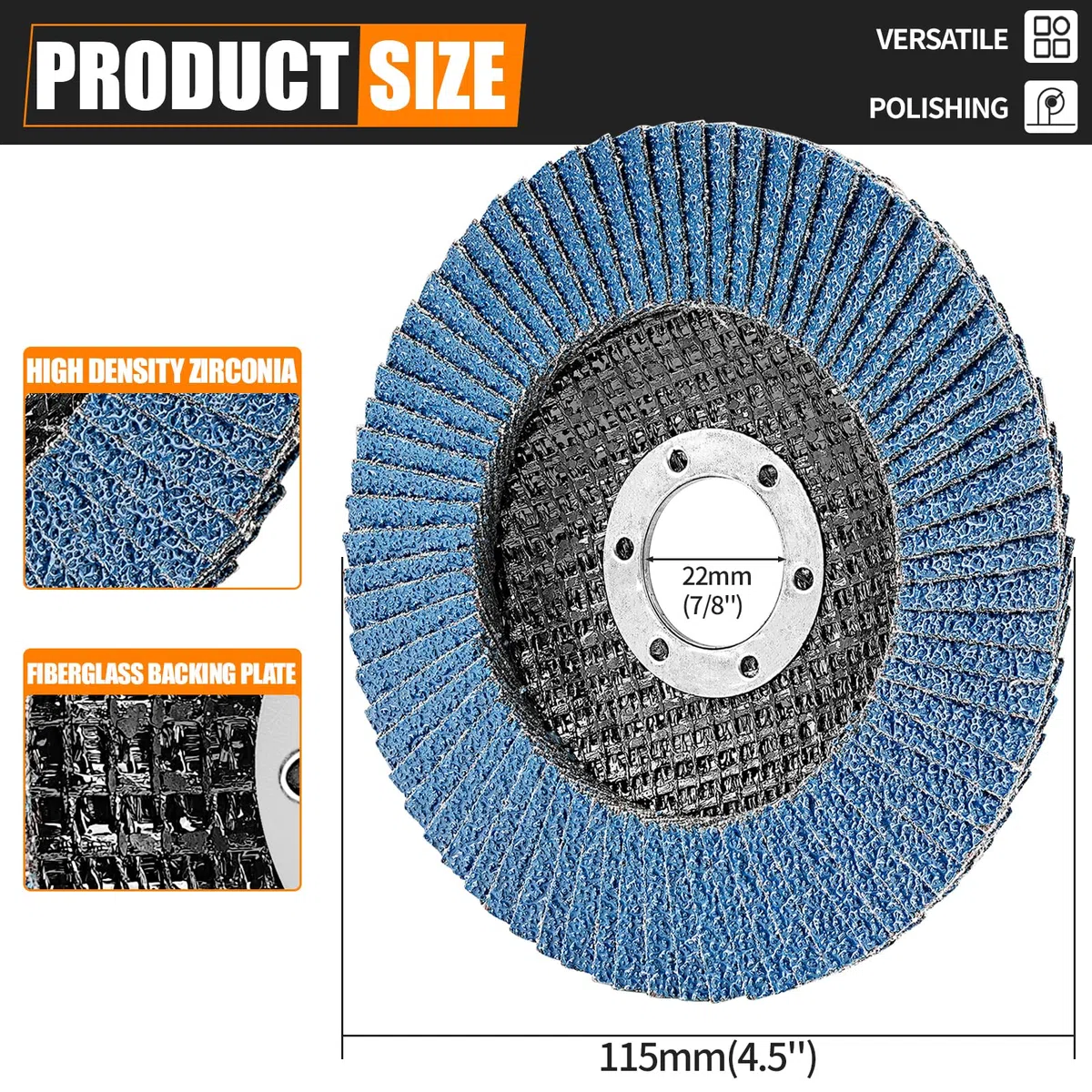 10 Stück Fächerscheiben Ø 115mm x 22mm Korn 40 Schleifscheiben T27 Lamellenscheiben für Winkelschleifer Poliermaschine