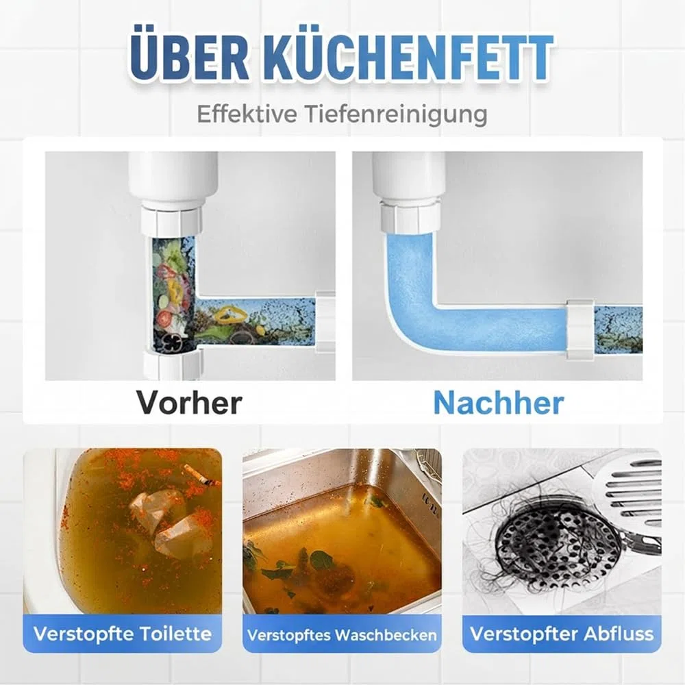 2026 Neu Abflussreiniger Extra Stark, Effizientes Ausbaggern Toilettenreiniger, Rohrreiniger WC Schaumreiniger Extrem Stark, Geeignet für Reinigung von Toiletten Bodenabläufen Küchenrohren (1 Stück)