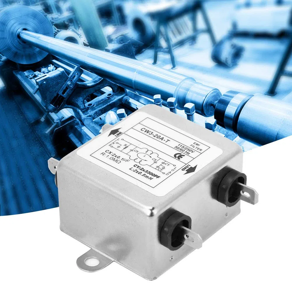 Netzfilter 230V, CW3-20A-T, Netzfilter Einphasenfilter, EMI-Leistungsfilter, 115V / 250V 20A 50 / 60Hz, Elektromagnetische Interferenzfilter