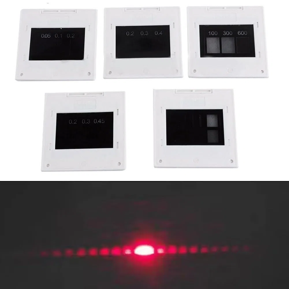 5-teiliges Beugungsgitter-Set mit einzelnem, doppeltem Dreifachschlitz, rundem Loch, Netzgitter für Physik, Optik, Labor, Experiment, Lehr, Demonstration, pädagogisches Werkzeug