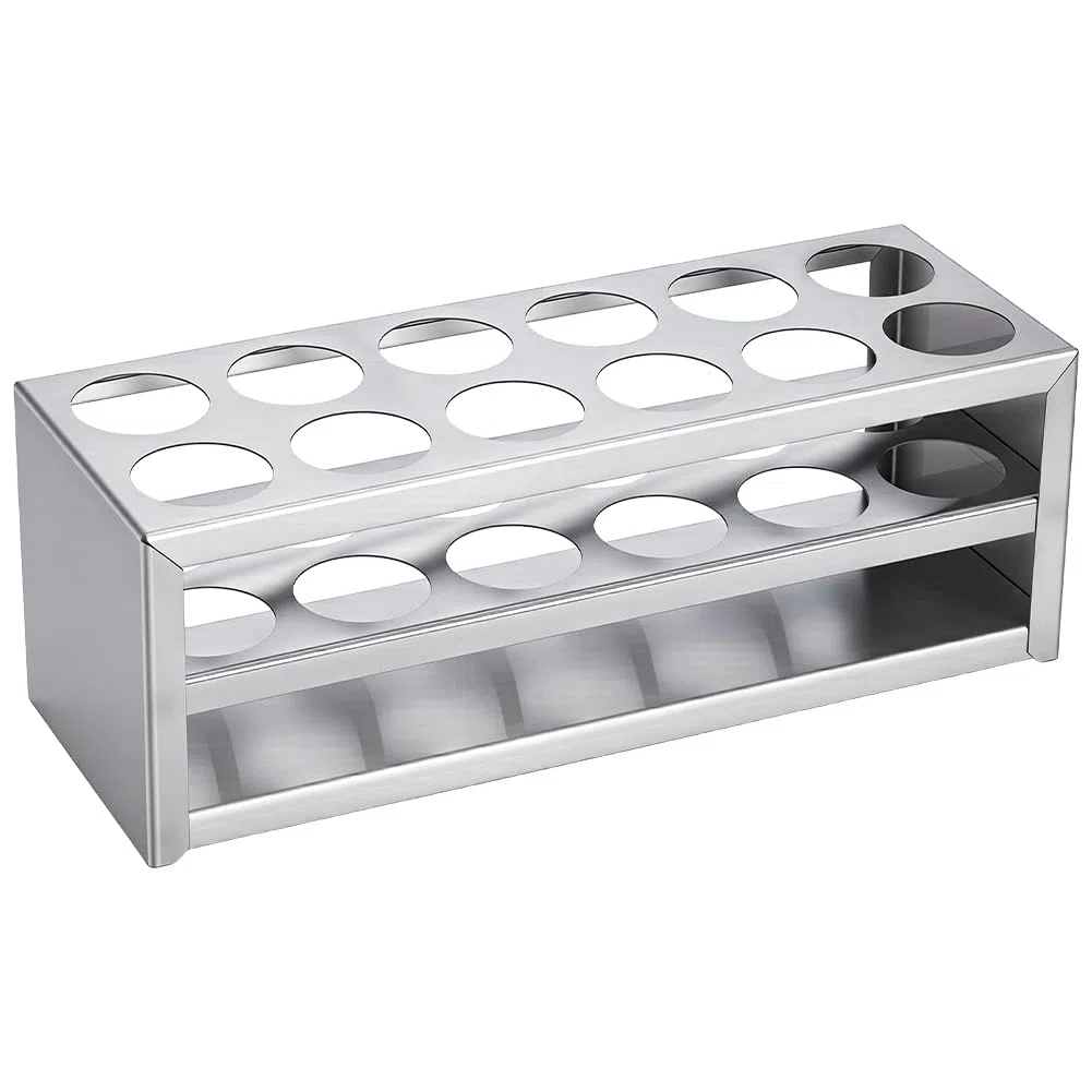 UNICRAFTALE 1 Set 304 Edelstahl Mehrzweck Zylinderrohr Präsentationsständer Laborbedarf Rechteckiger Reagenzglasständer Runde Löcher Reagenzglashalter Loch 33mm 240x85x86mm Für Klassenzimmerlabor