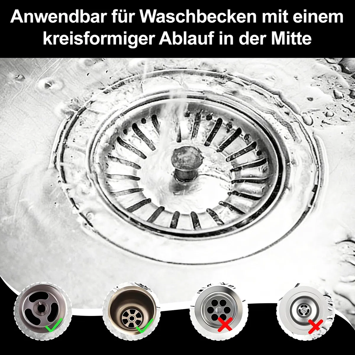 Spülbecken Siebkörbchen 2er Set, Ø 80 mm, Mit DREI-Bein Gummidichtung, Kompatibel Mit IKEA ATLANT Und DOMSJÖ, Ersatzteil Für Spüle Siphon, Küche Stöpsel Sieb, Alter Typ