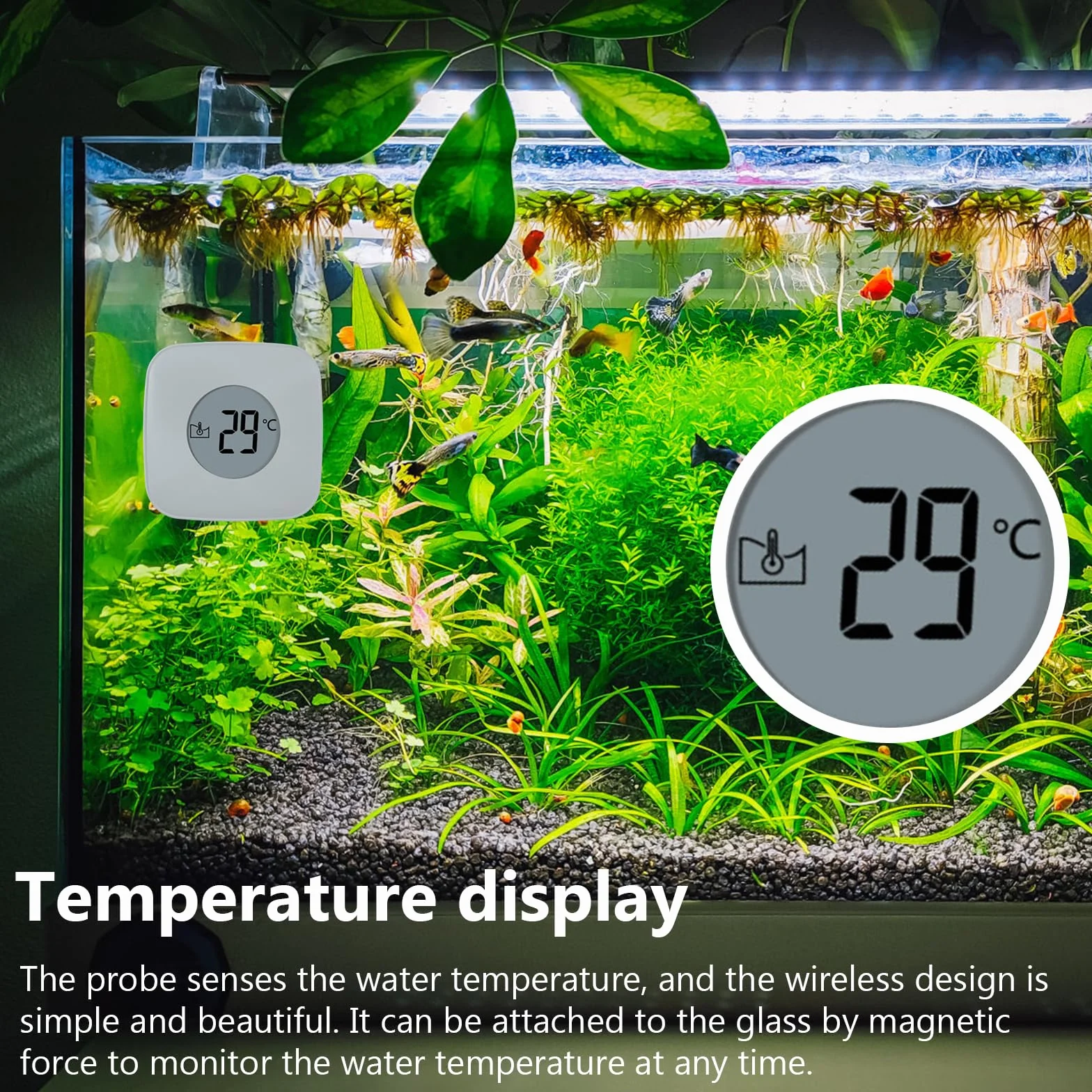 Aquarium Magnetbürste - Aquarium Scheibenreiniger Magnet mit Temperaturanzeige, Aquariums Magnetic Brush, Aquariums Glasreiniger für Algenentfernung Fischglasbecken Aquarienreinigung